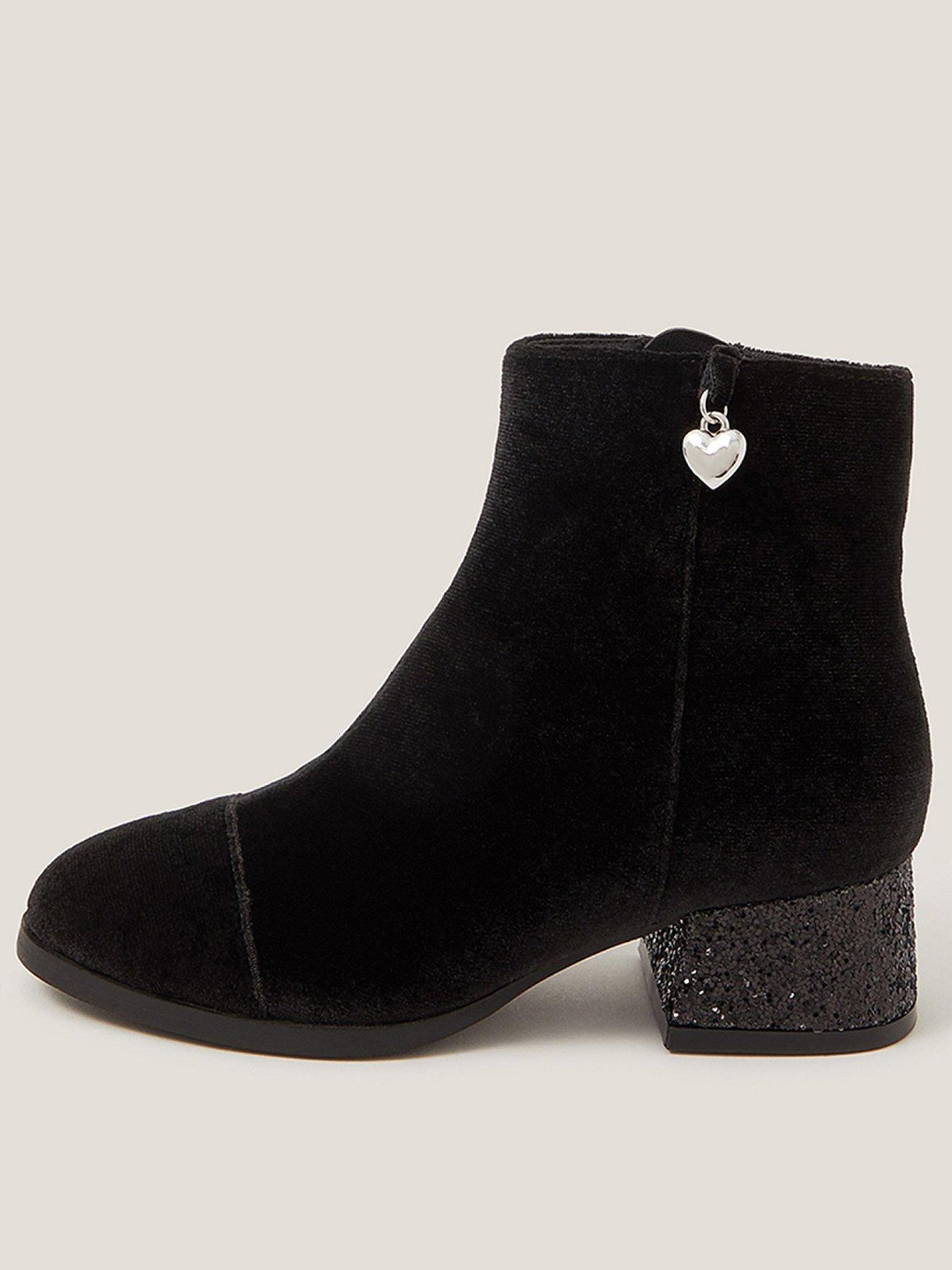 undefined Girls Velvet Charm Boots - Black