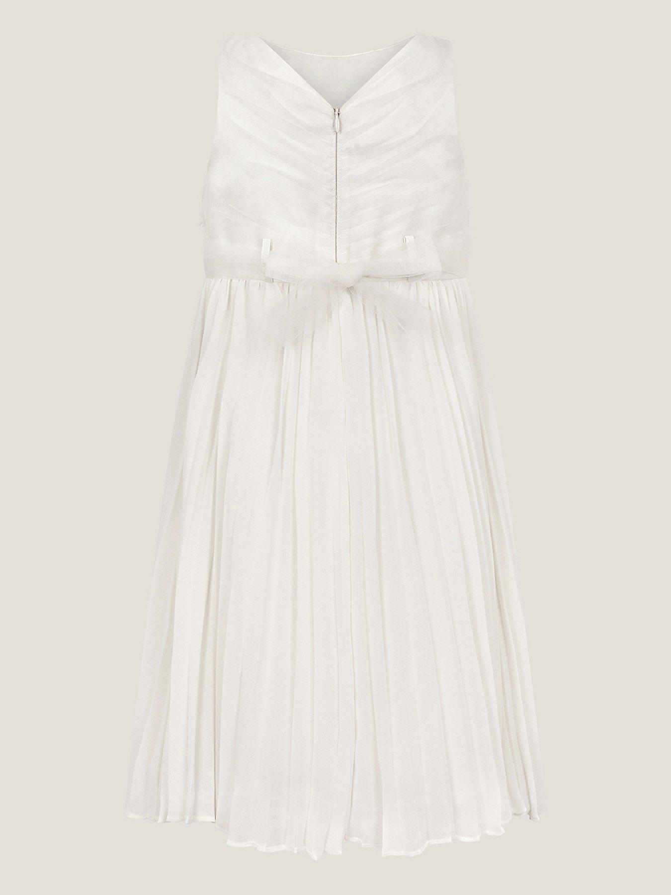 back image of monsoon-girls-delores-3d-bodice-pleated-satin-dress-light-cream