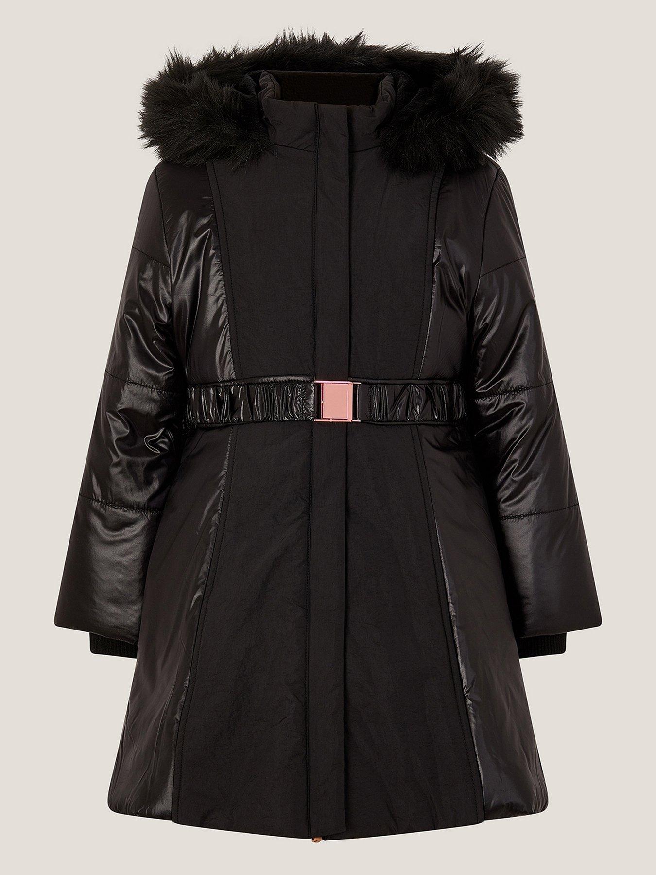 undefined Girls Matte And Shine Coat - Black