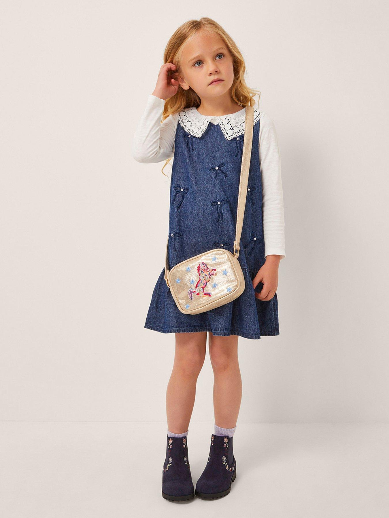 undefined Girls Chambray Bow Dress  &  T-shirt - Blue