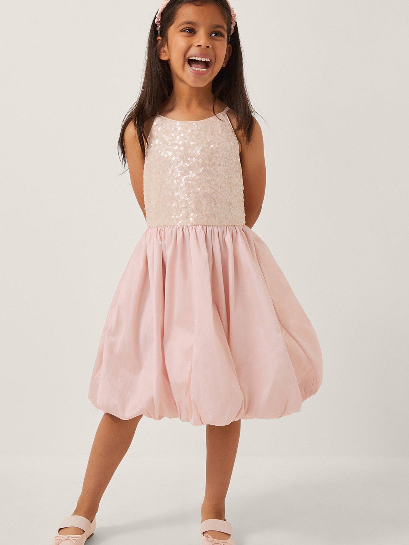 undefined Girls Taffeta Bubble Hem Truth Dress - Light Pink