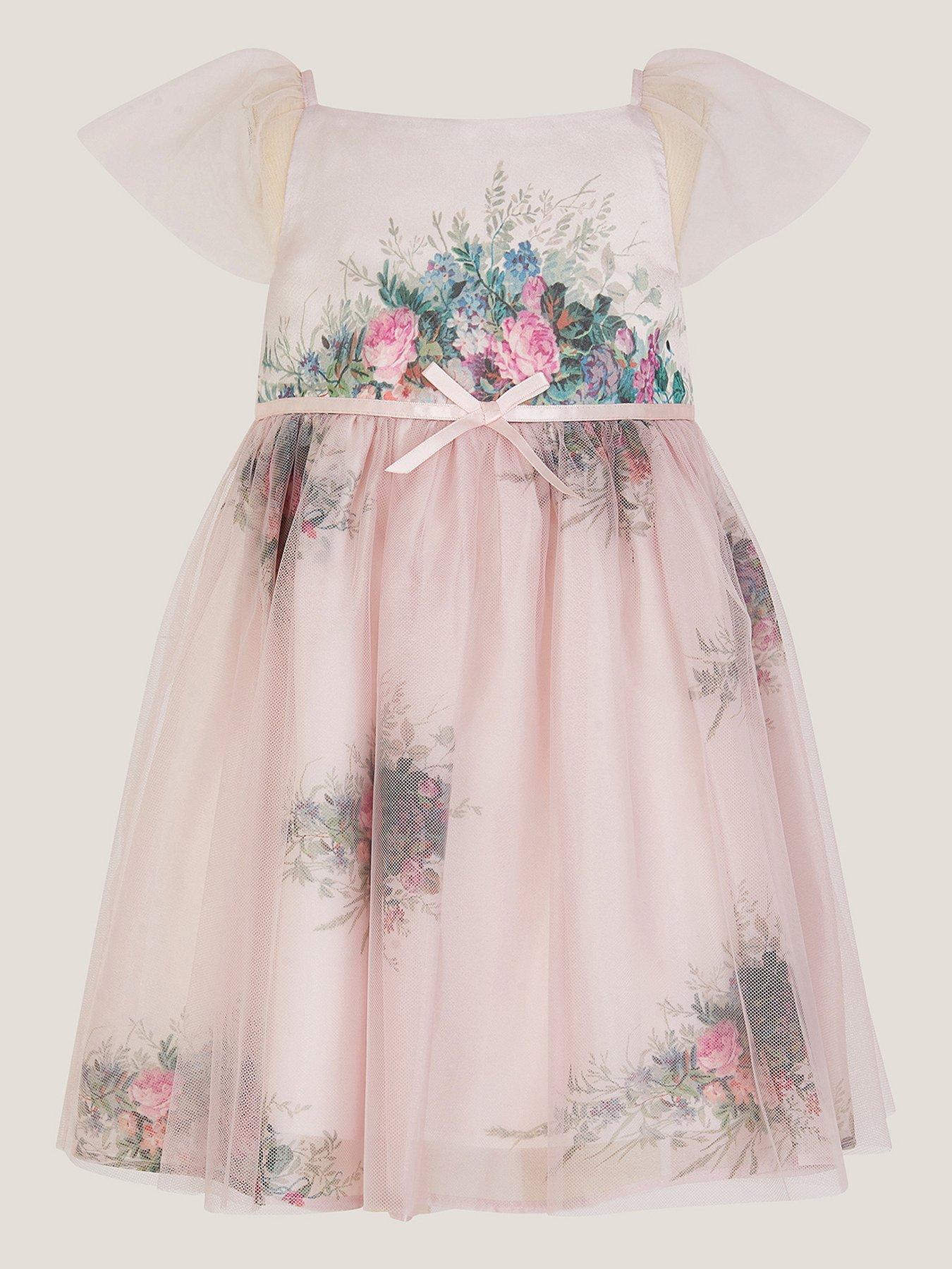 Image 1 of 3 of Monsoon Baby Girls Charlotte Printed Dress - Pink