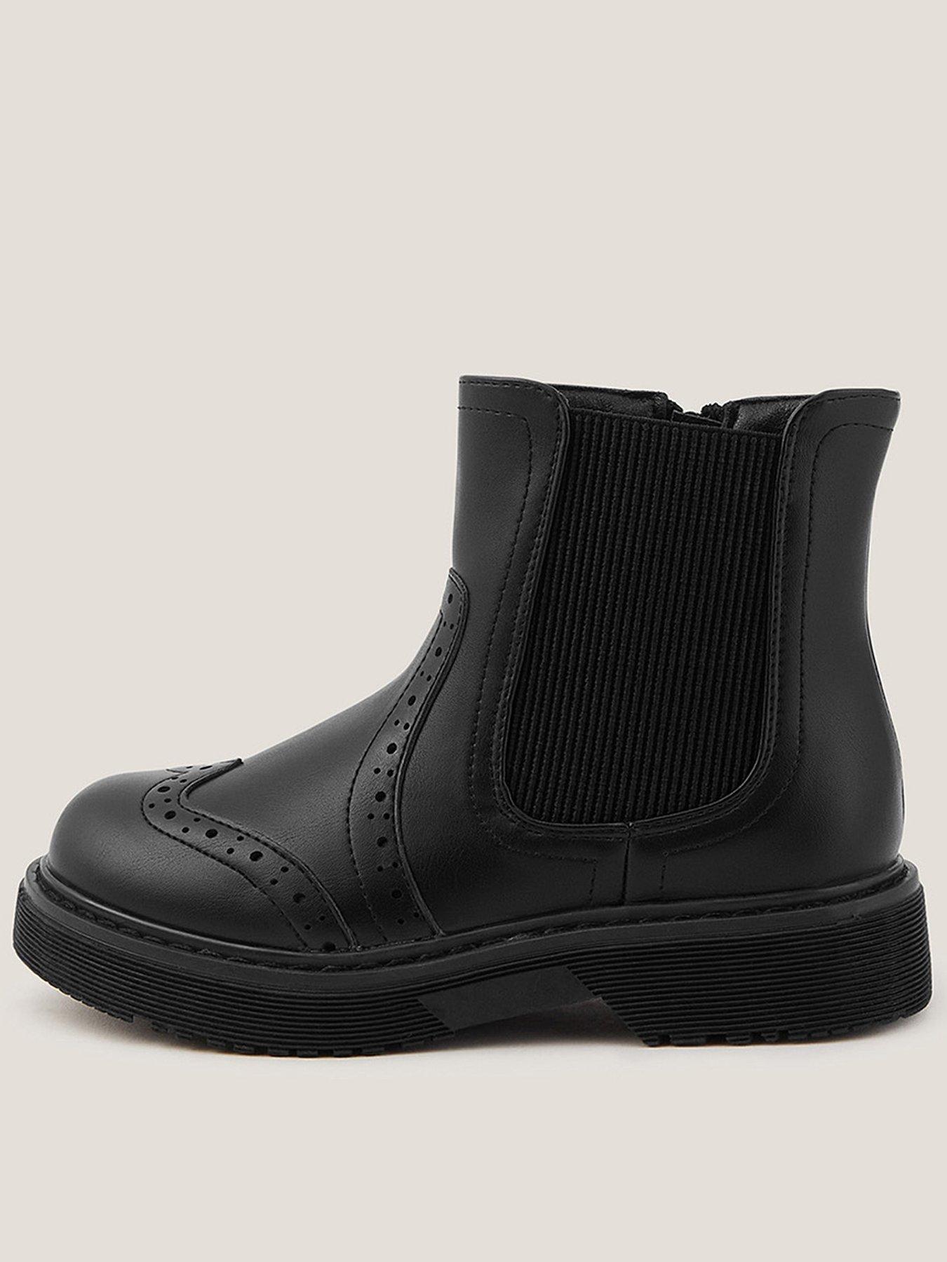 undefined Girls Brogue Chelsea Boot - Black