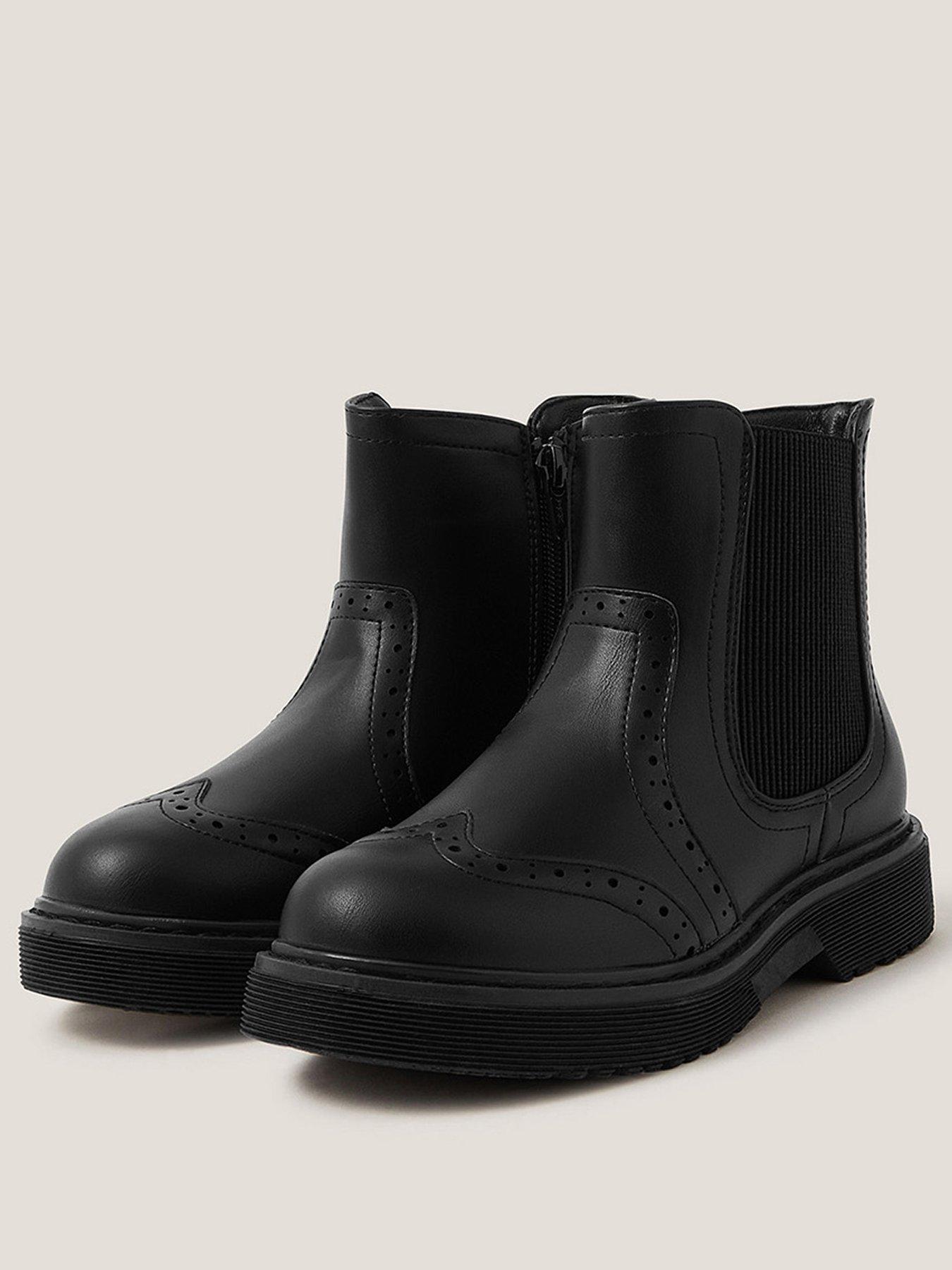 Image 2 of 3 of Monsoon Girls Brogue Chelsea Boot - Black