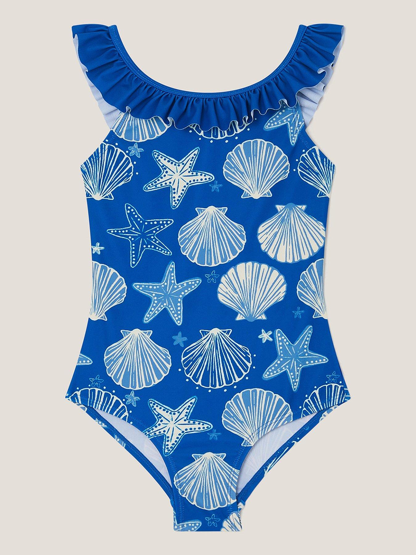 undefined Girls Jelly Haze Navy Frill Swimsuit - Navy