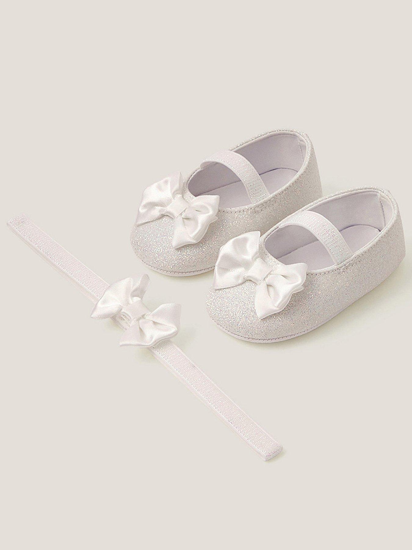 undefined Baby Girls Glitter Bow Bootie - Light Cream