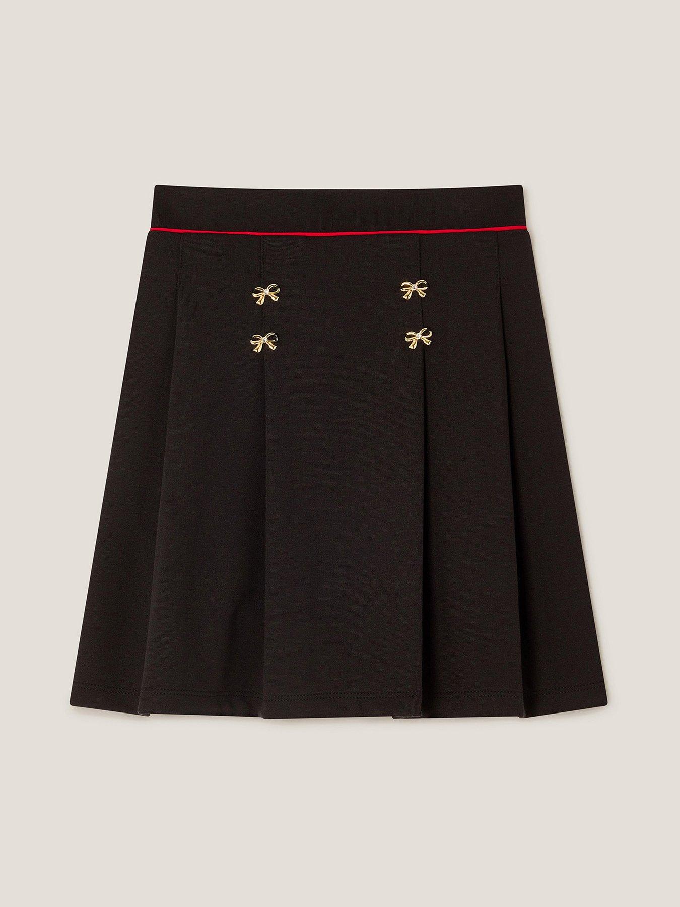 Image 3 of 4 of Monsoon Girls Bow Pleated Ponte Skirt - Navy