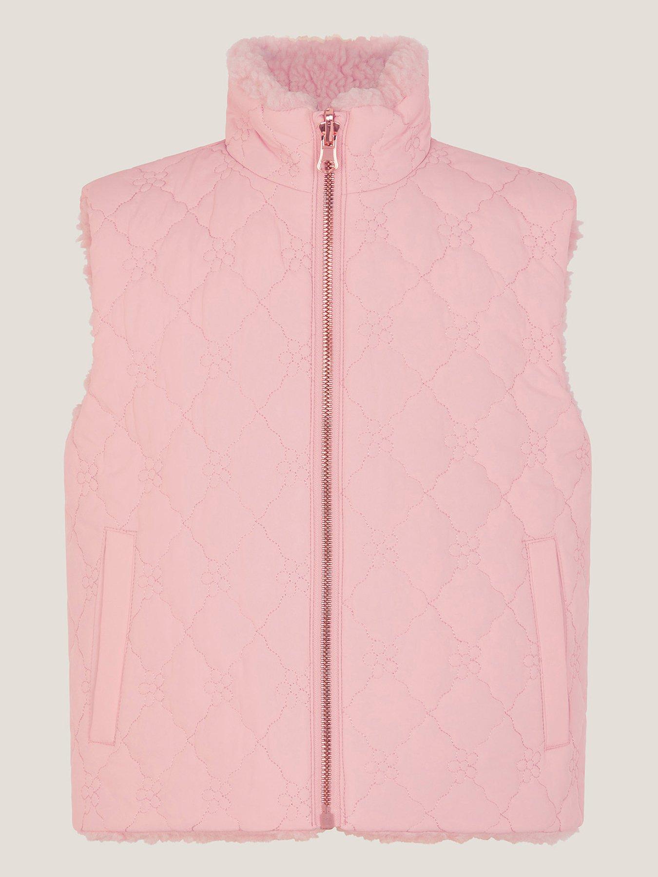 undefined Girls Floral Quilted Reverse Gilet - Pink