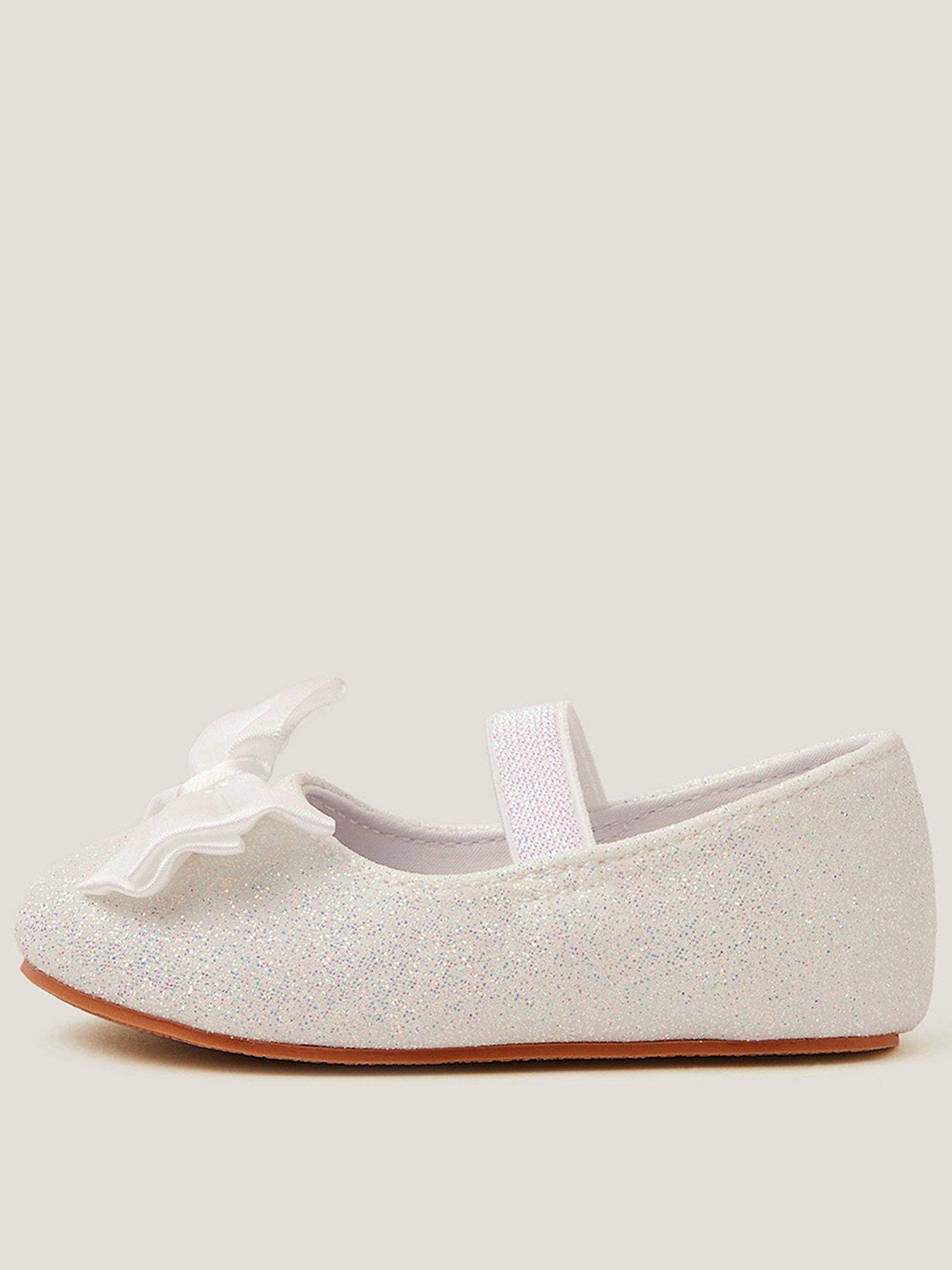 undefined Baby Girls Glitter Bow Walker Shoes - Light Cream