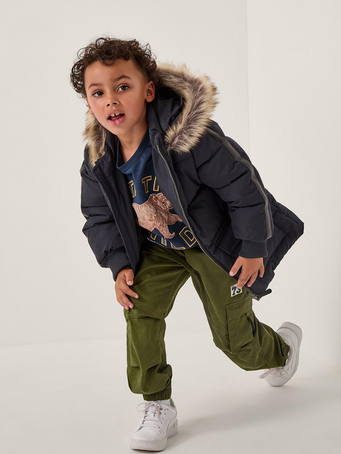 Monsoon Boys Padded Mid Length Padded Coat - Black