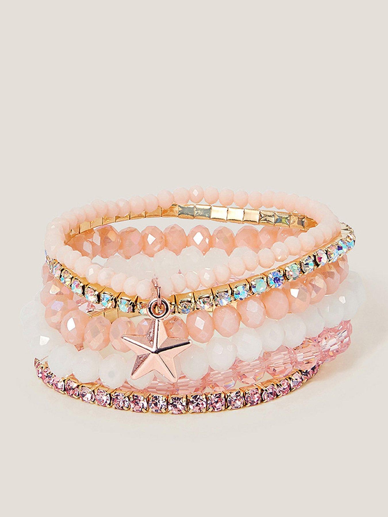 undefined Girls 6 Pack Beaded Bracelet Set - Pink