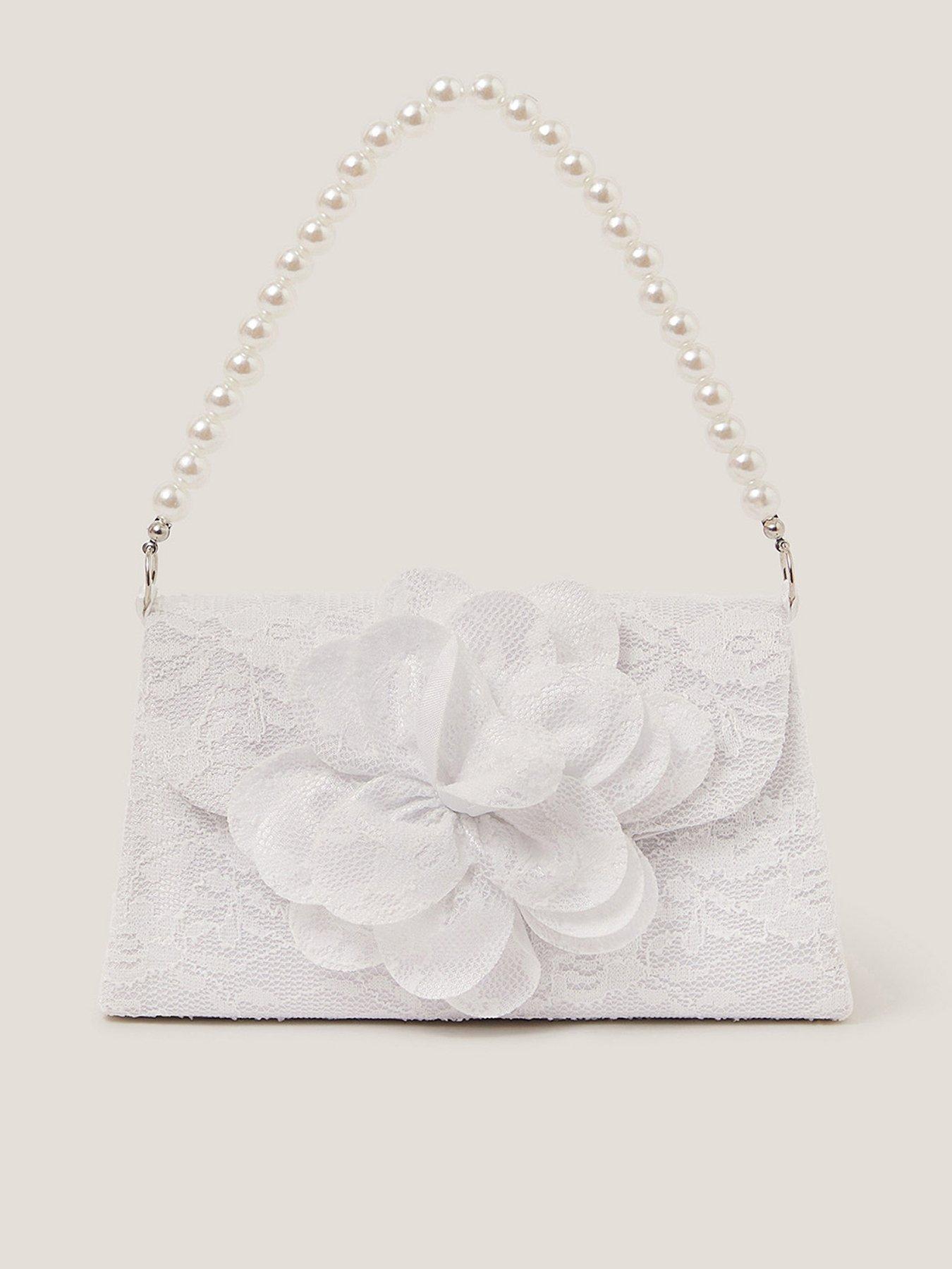 undefined Girls Flower Bridesmaid Mini Bag - Light Cream
