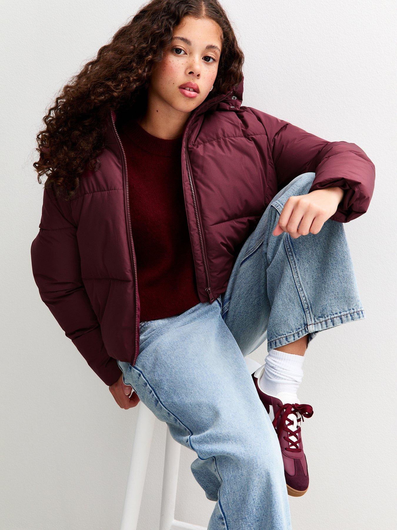 New Look 915 Girls Burgundy Oversized Padded Jacket - Dark Red