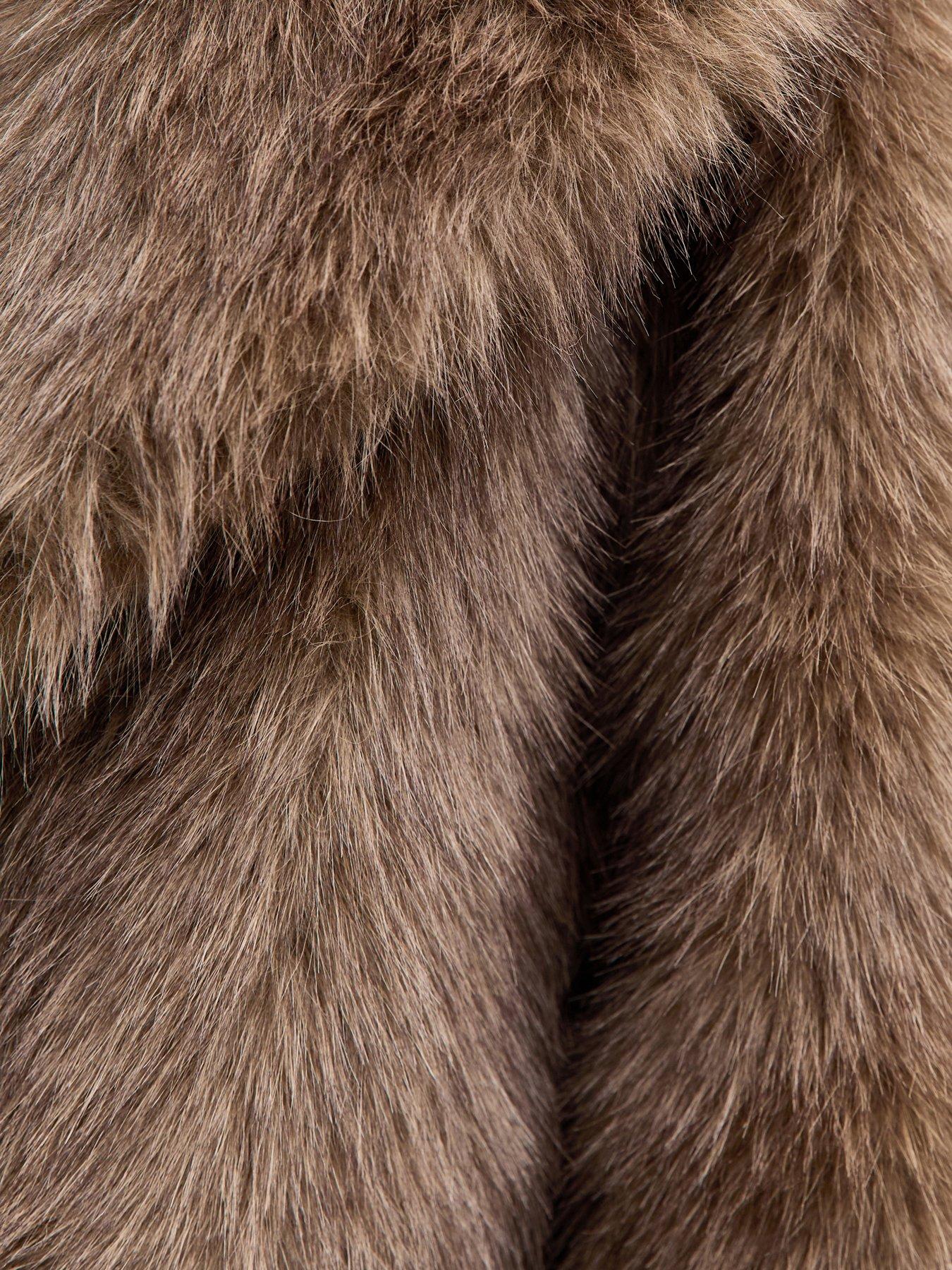  image of new-look-915-girls-dark-brown-faux-fur-short-coat