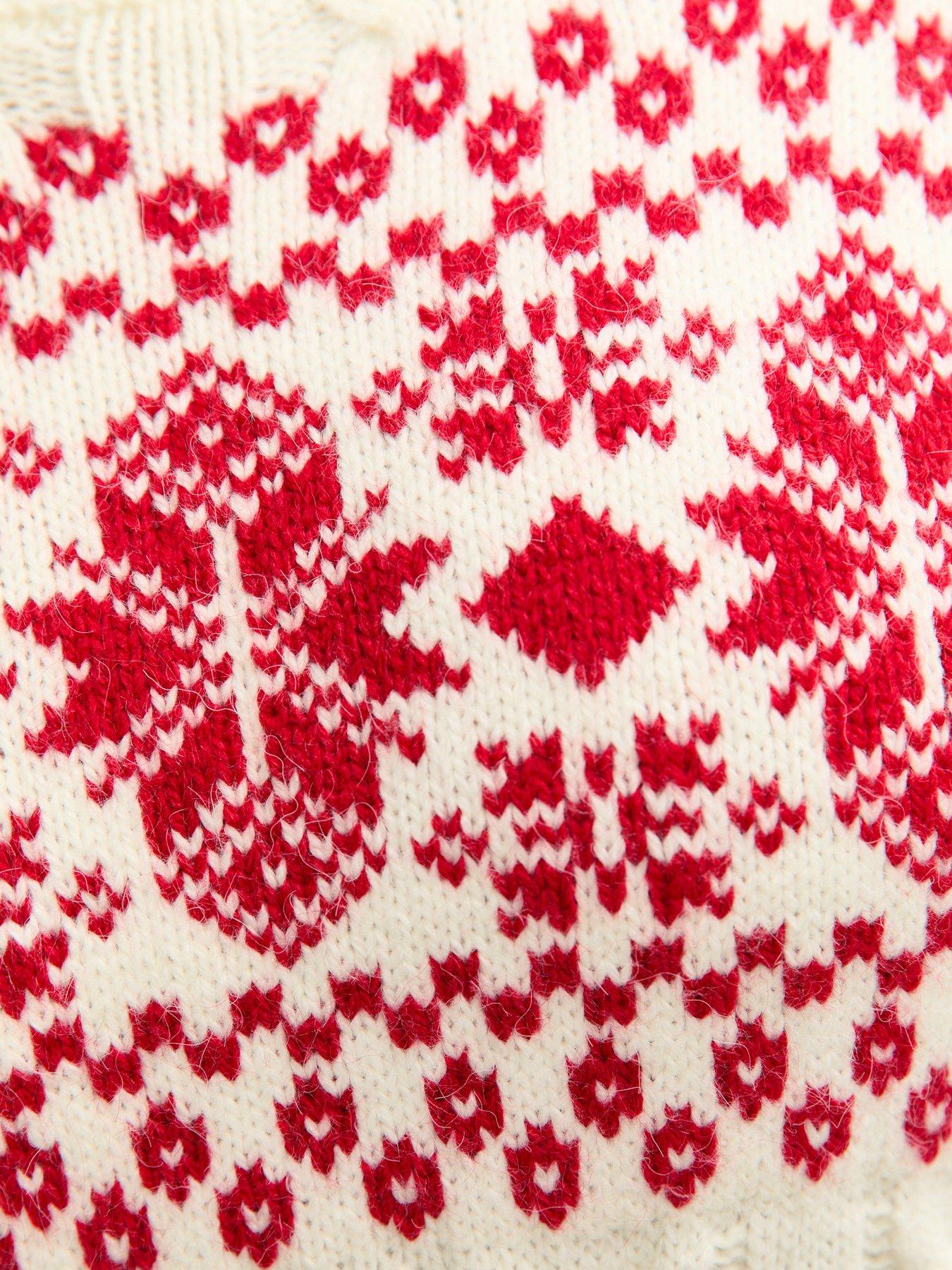  image of new-look-915-girls-cable-knit-fair-isle-pattern-christmas-jumper-off-white