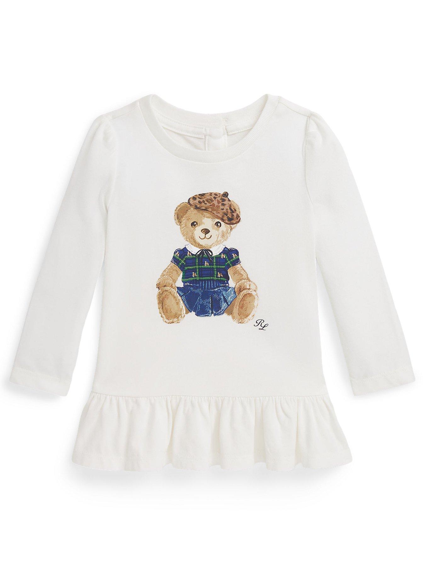 undefined Baby Girls Long Sleeve Bear Peplum Top - Off White