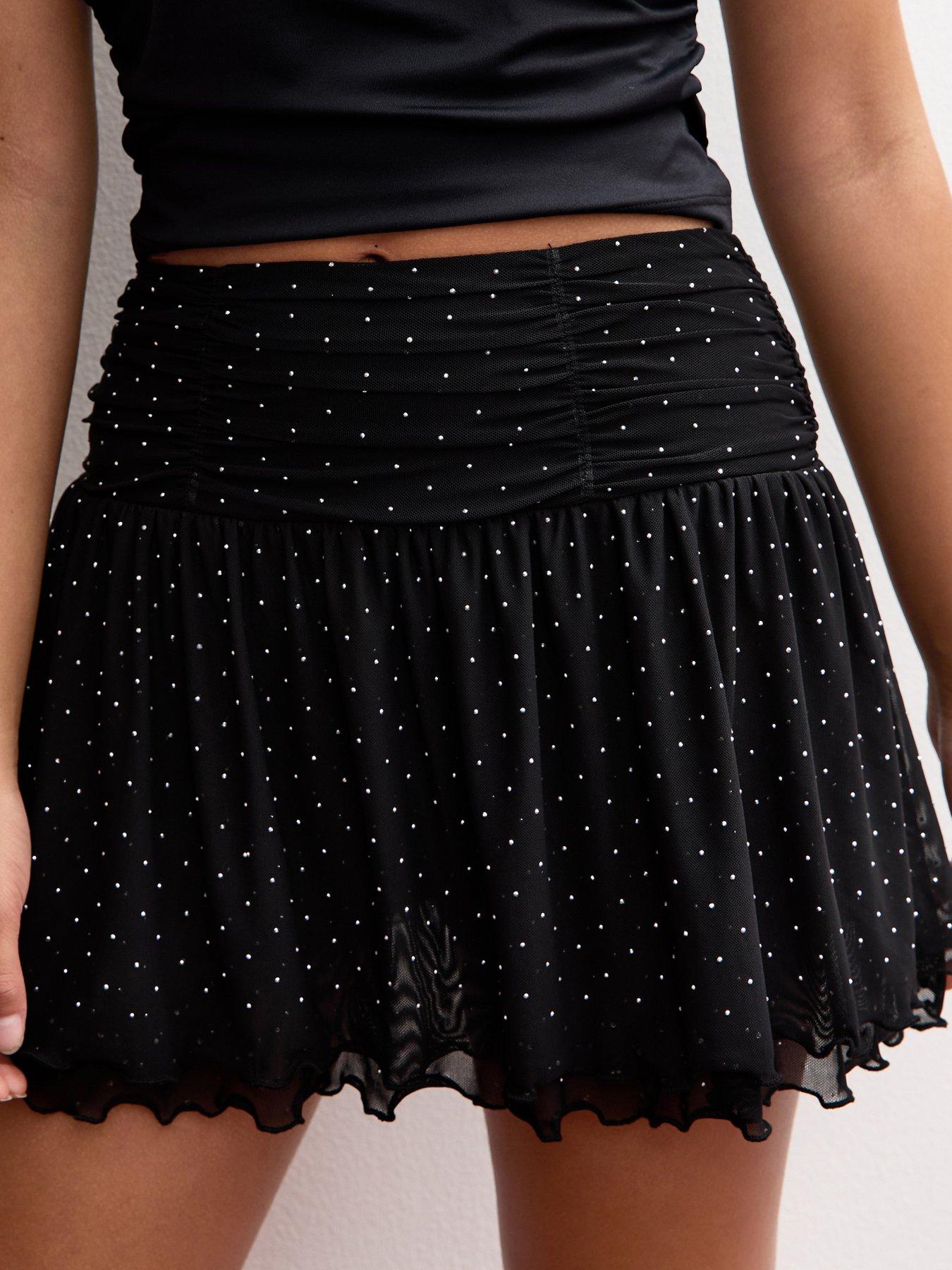 image of new-look-915-girls-black-diamante-embellished-skort