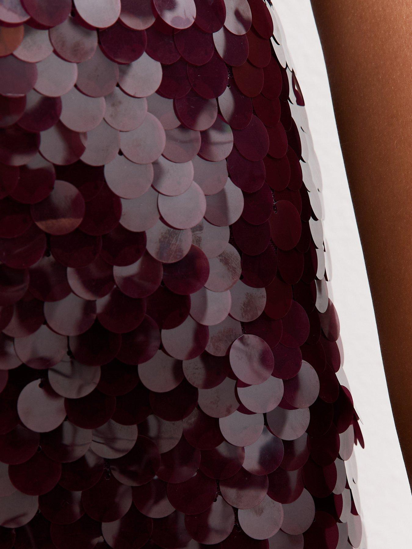 Image 5 of 5 of New Look 915 Girls Dark Burgundy Big Sequin Skort - Dark Red