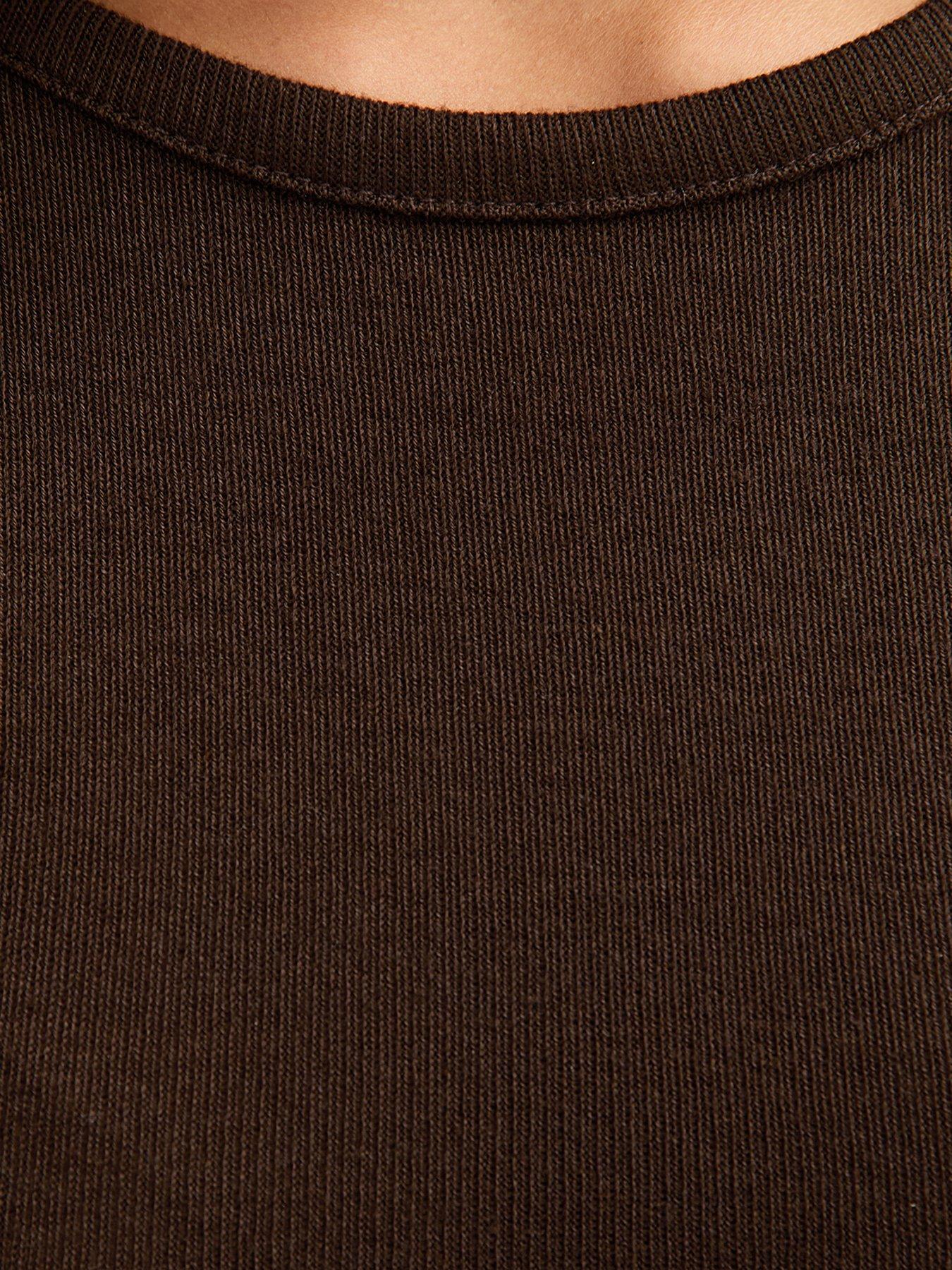  image of new-look-915-girls-brown-soft-touch-crew-neck-top-dark-brown