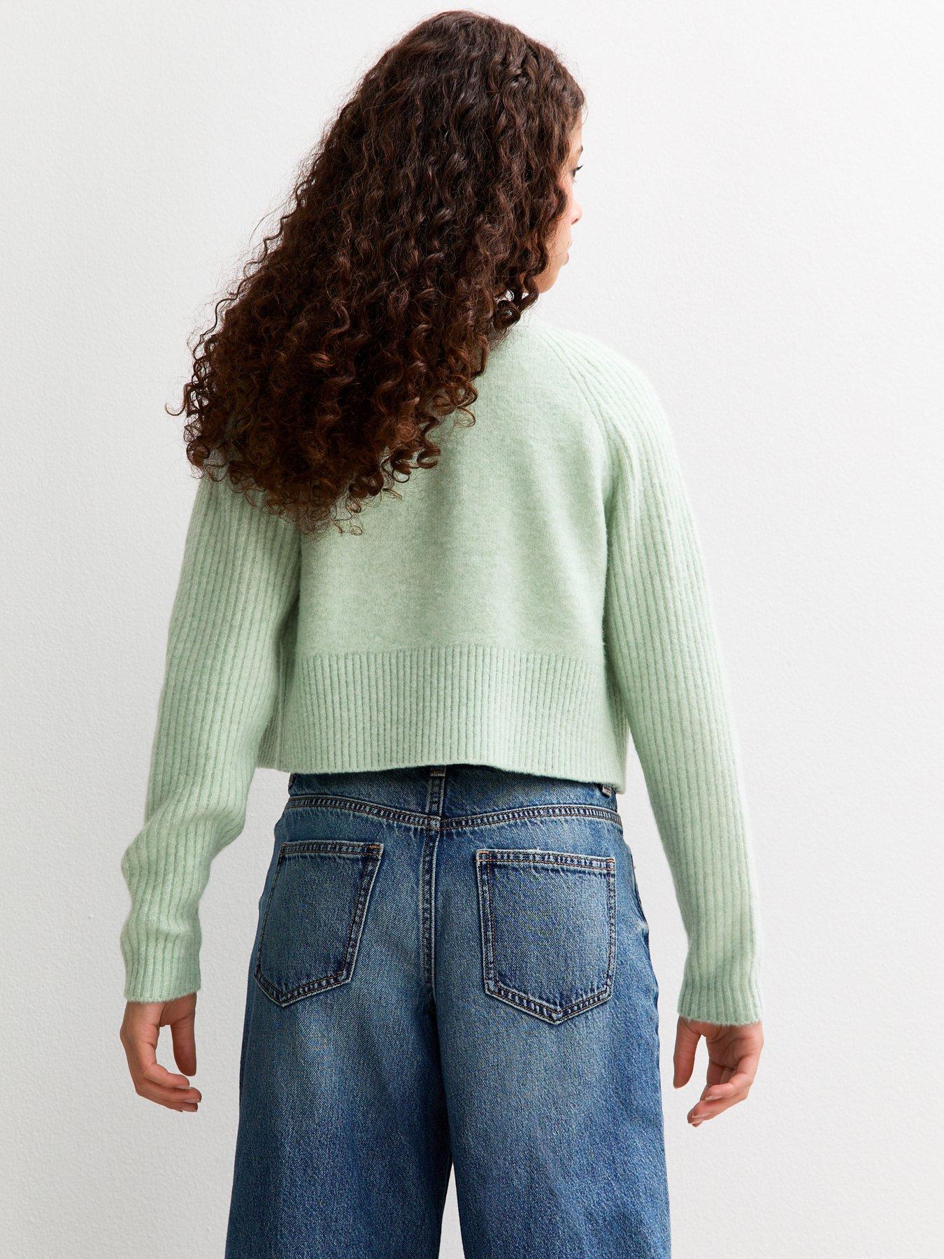 stillFront image of new-look-915-rib-raglan-cardigan-light-green