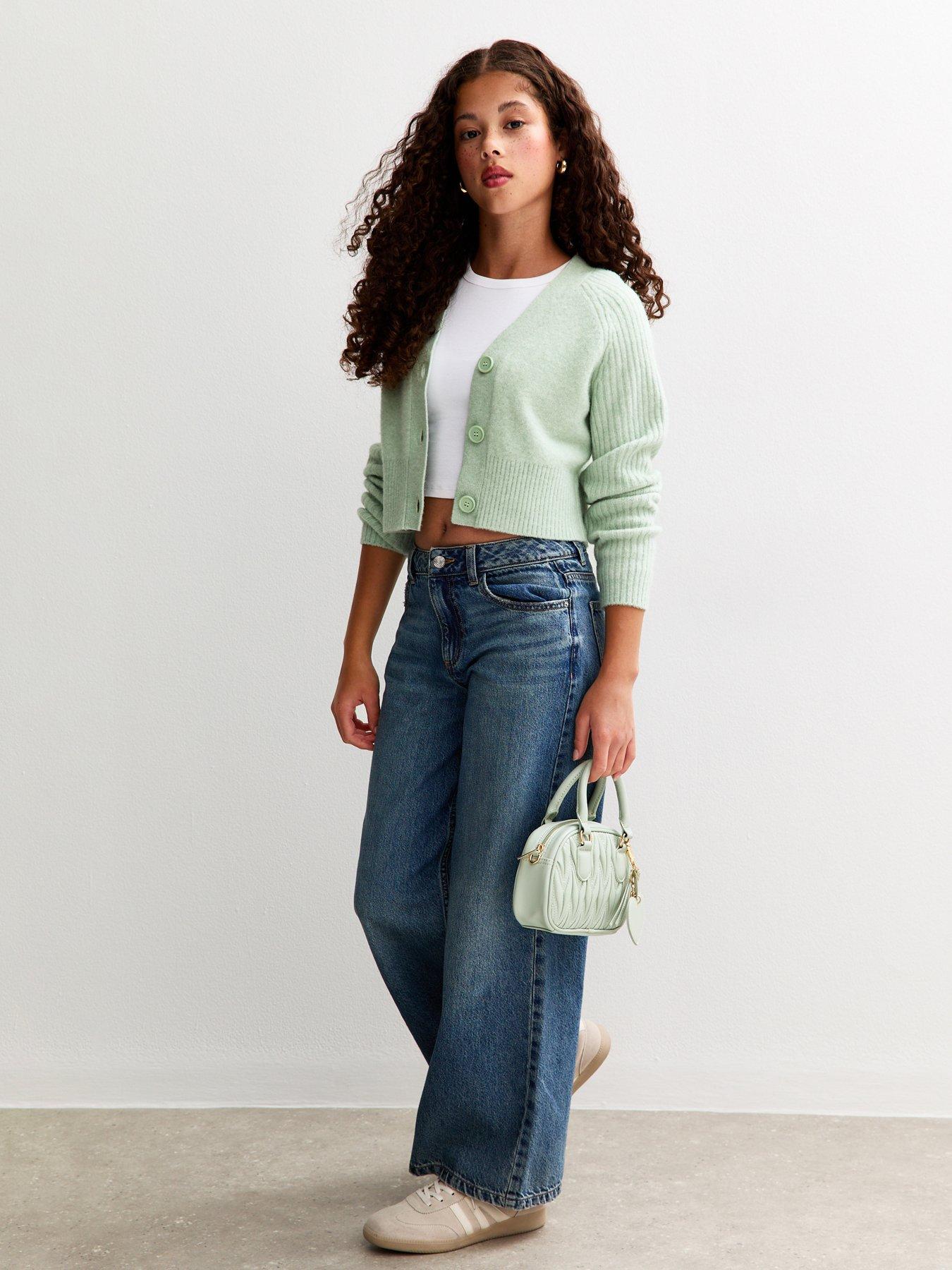  image of new-look-915-rib-raglan-cardigan-light-green