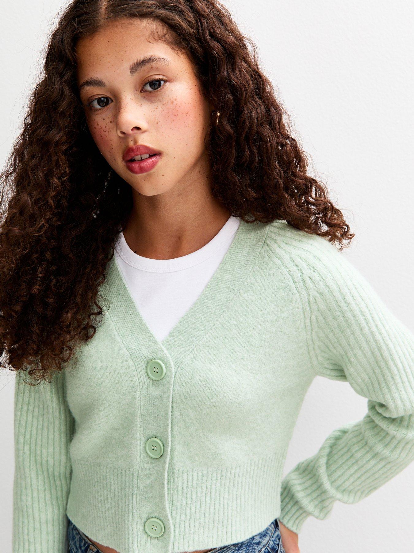  image of new-look-915-rib-raglan-cardigan-light-green