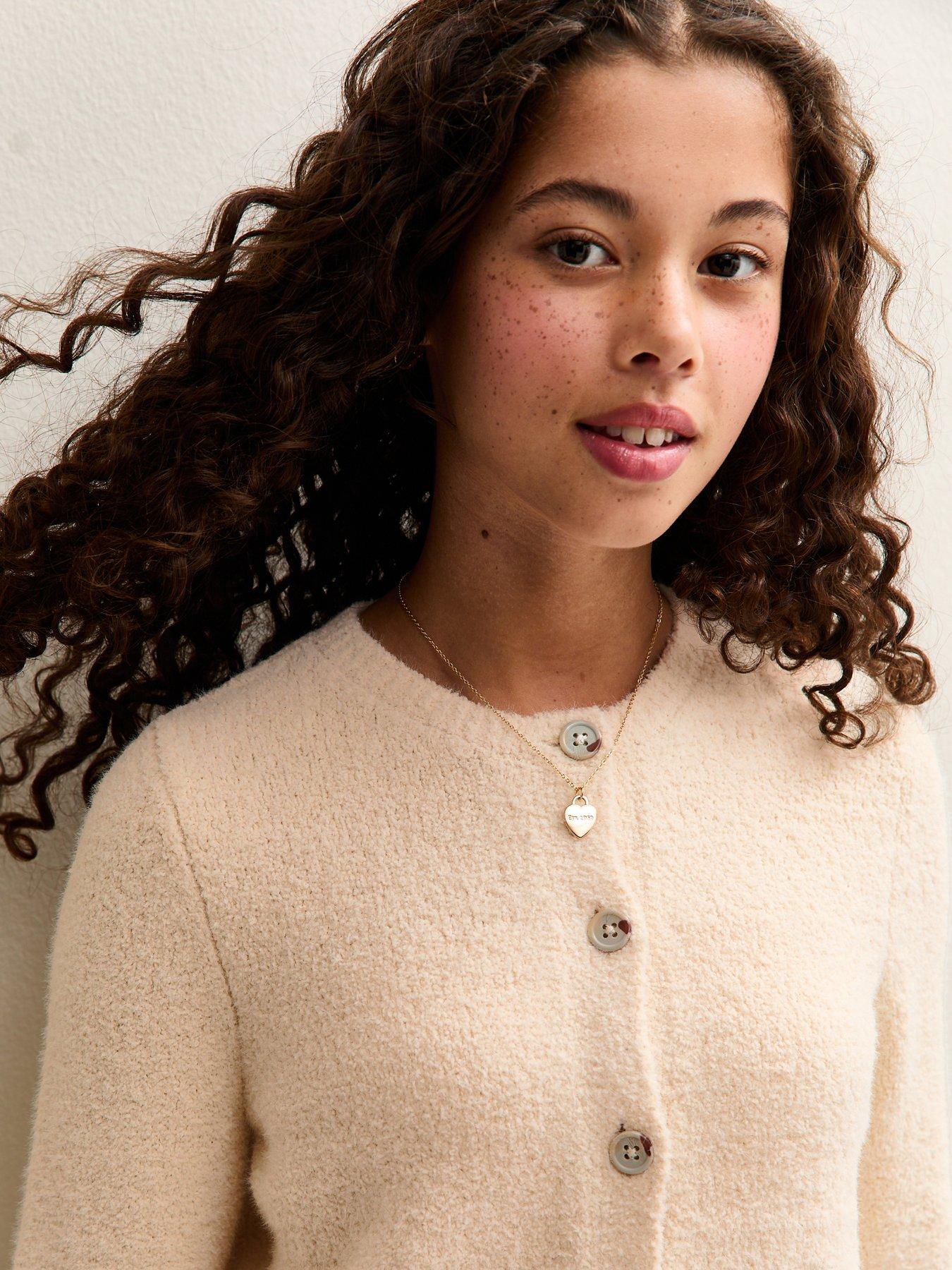  image of new-look-915-girls-slubby-knit-teddy-cardigan-cream