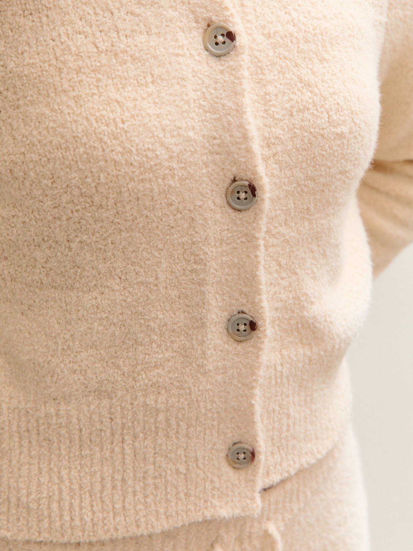  image of new-look-915-girls-slubby-knit-teddy-cardigan-cream