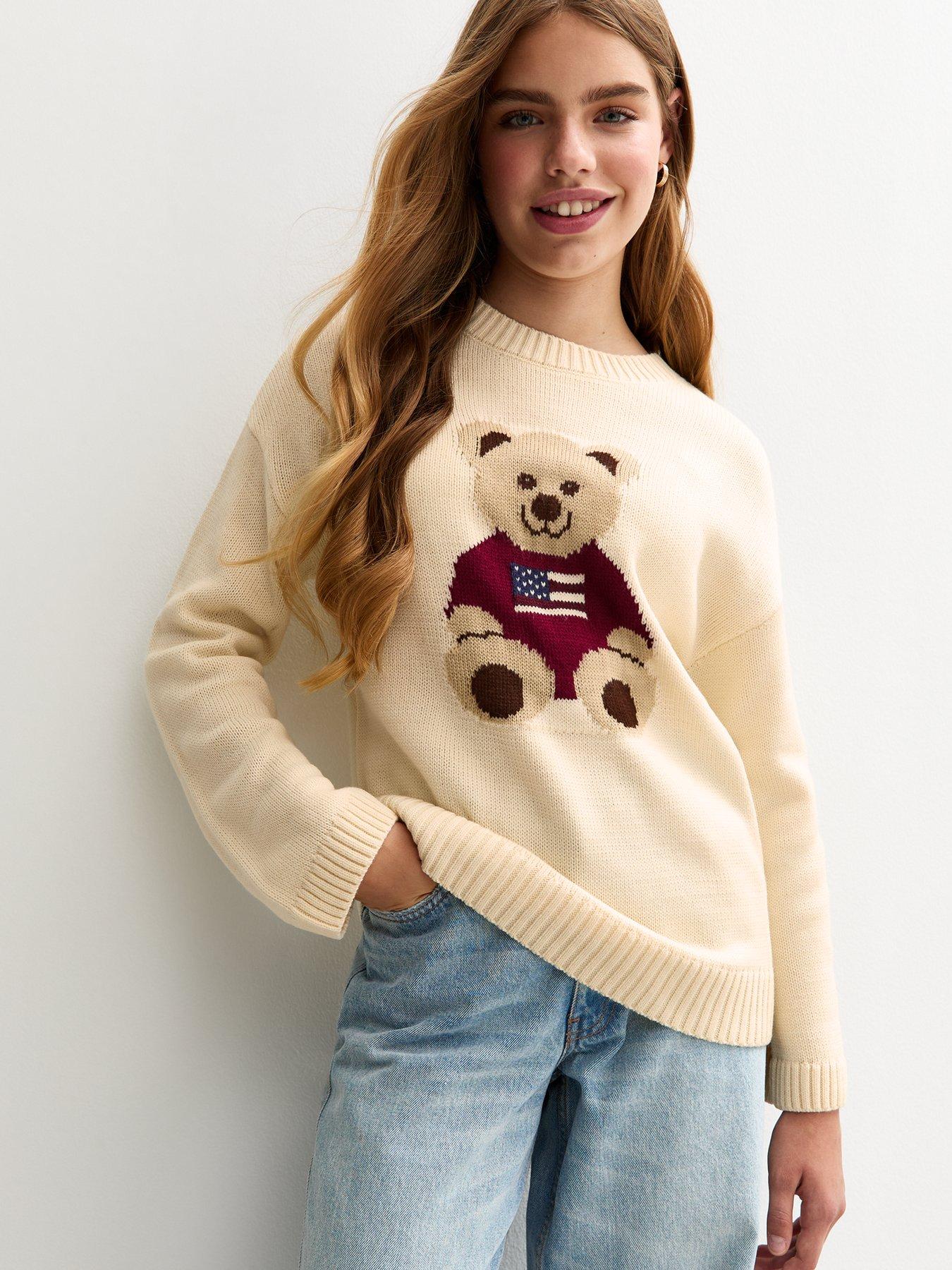 undefined Girls American Bear Jumper - Cream