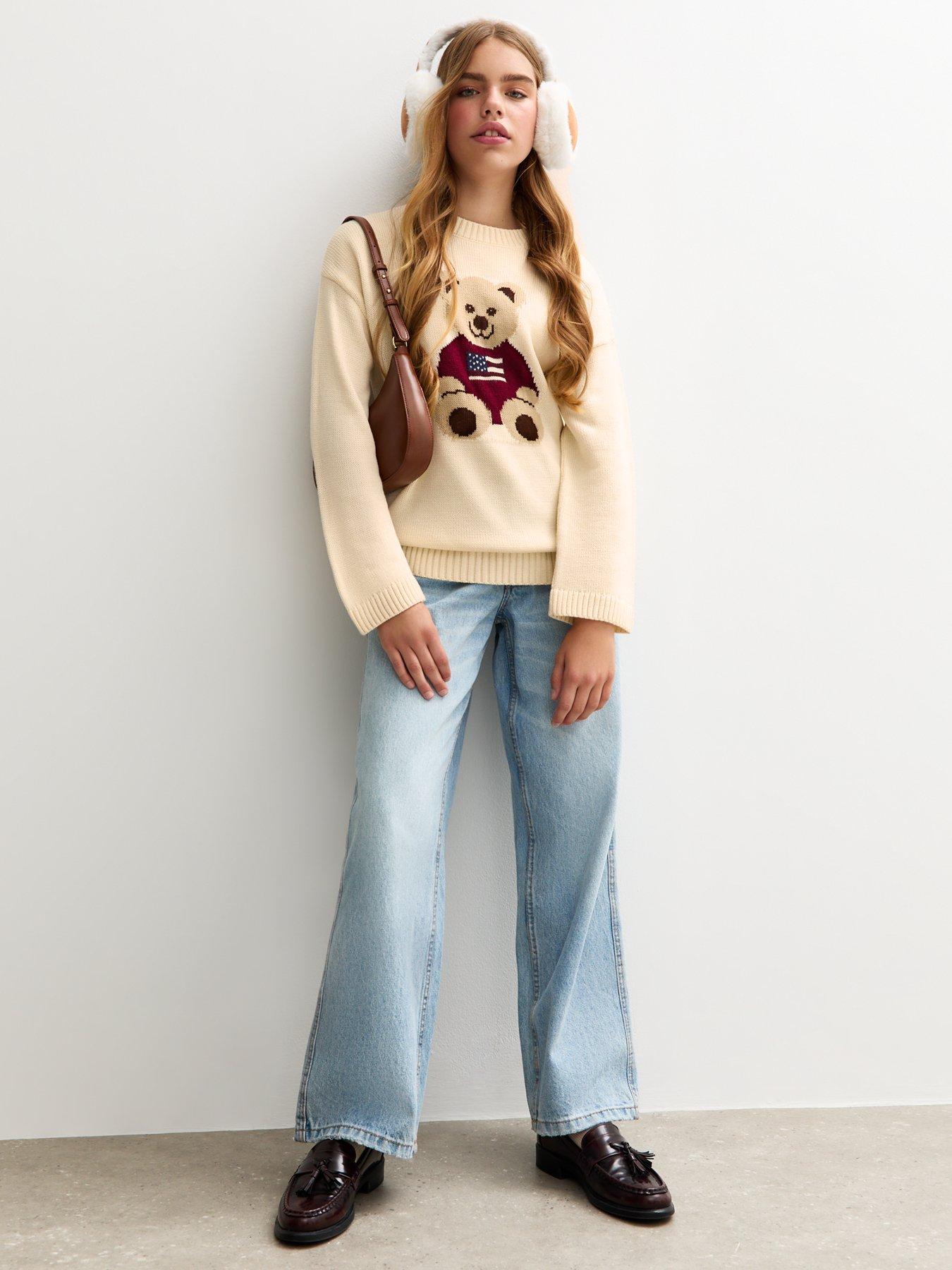 Image 3 of 6 of New Look 915 Girls American Bear Jumper - Cream