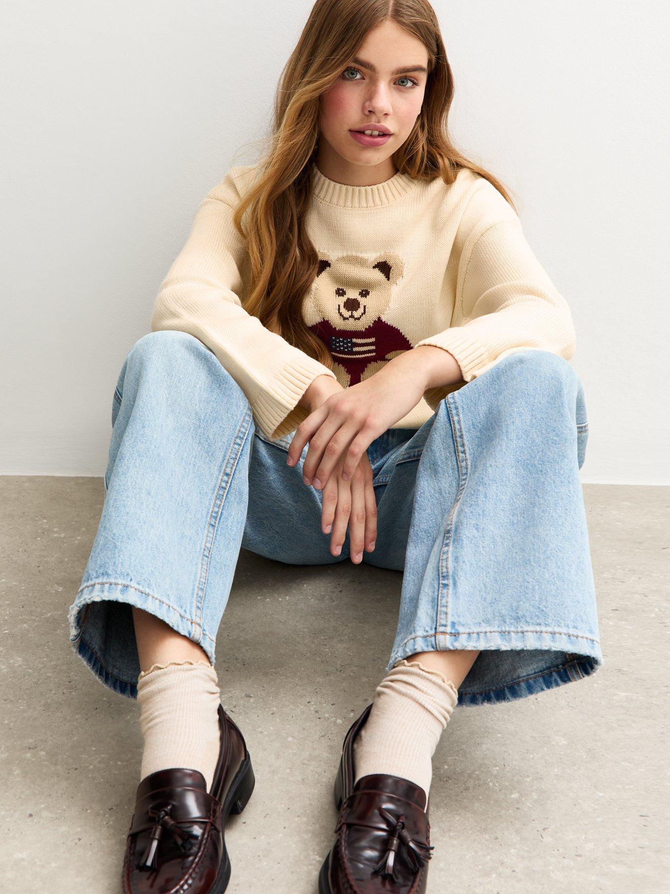 Image 4 of 6 of New Look 915 Girls American Bear Jumper - Cream