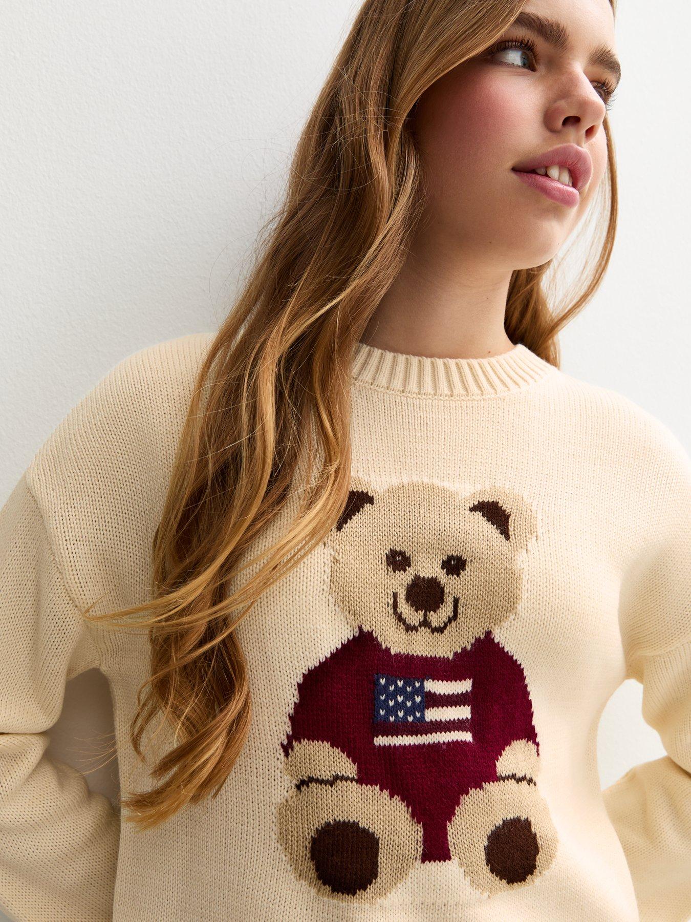 Image 5 of 6 of New Look 915 Girls American Bear Jumper - Cream