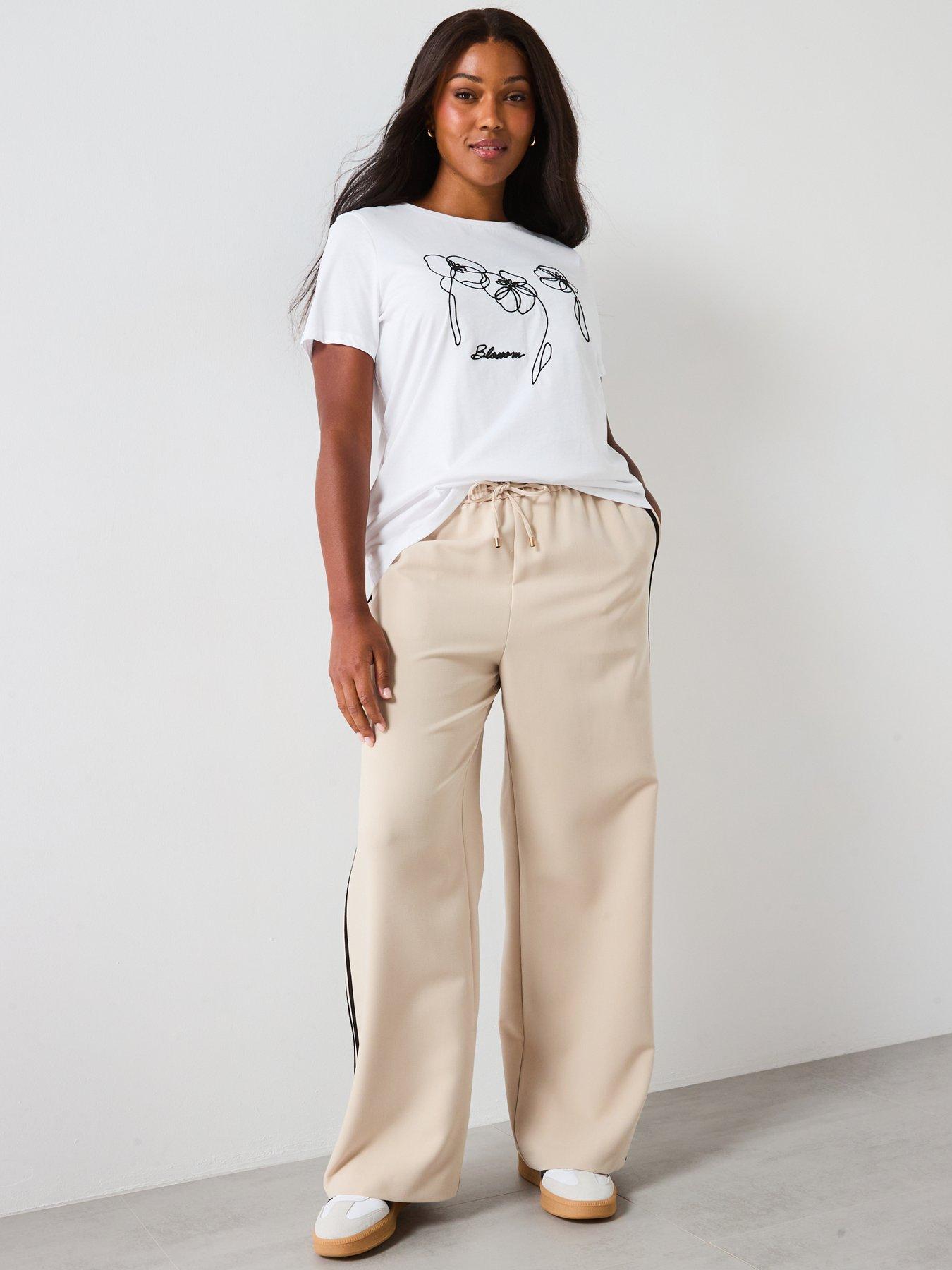 Image 4 of 6 of V by Very Curve Floral Embroidered T-Shirt - White