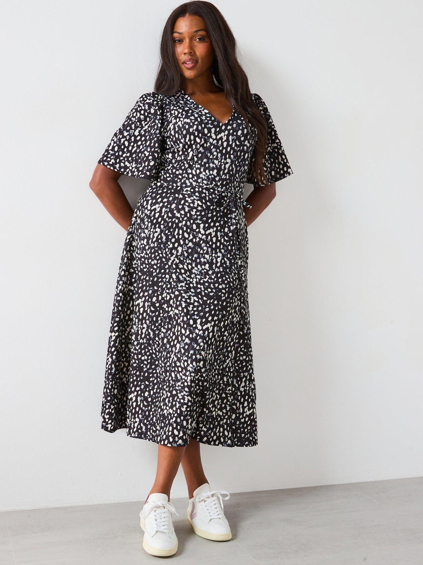 undefined V Neck Printed Dress - Multi