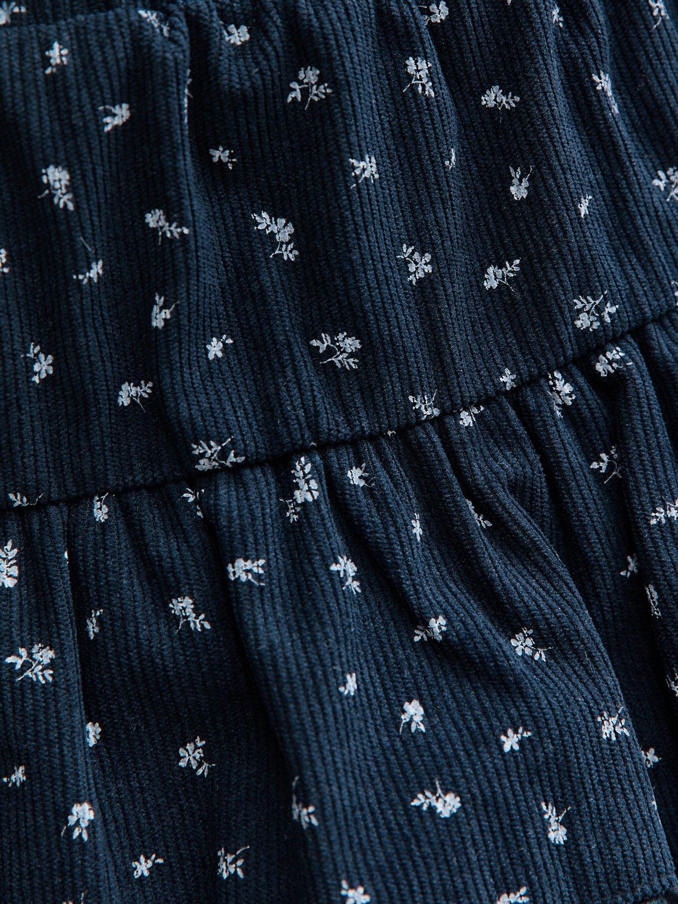  image of new-look-915-girls-navy-corduroy-floral-print-rara-skort-blue