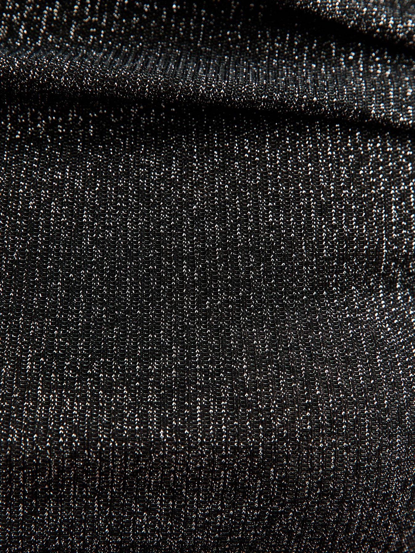  image of new-look-915-girls-sparkle-asymmetric-long-sleeve-top-black