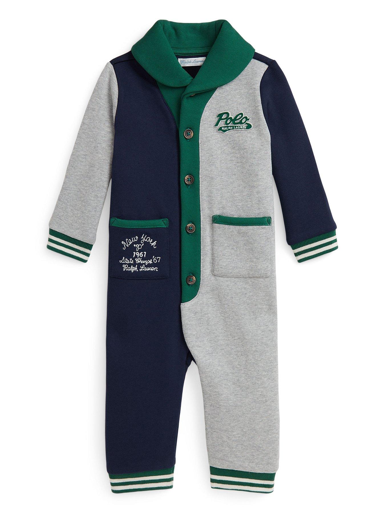 undefined Baby Boys Colour Block Romper - Grey/Navy