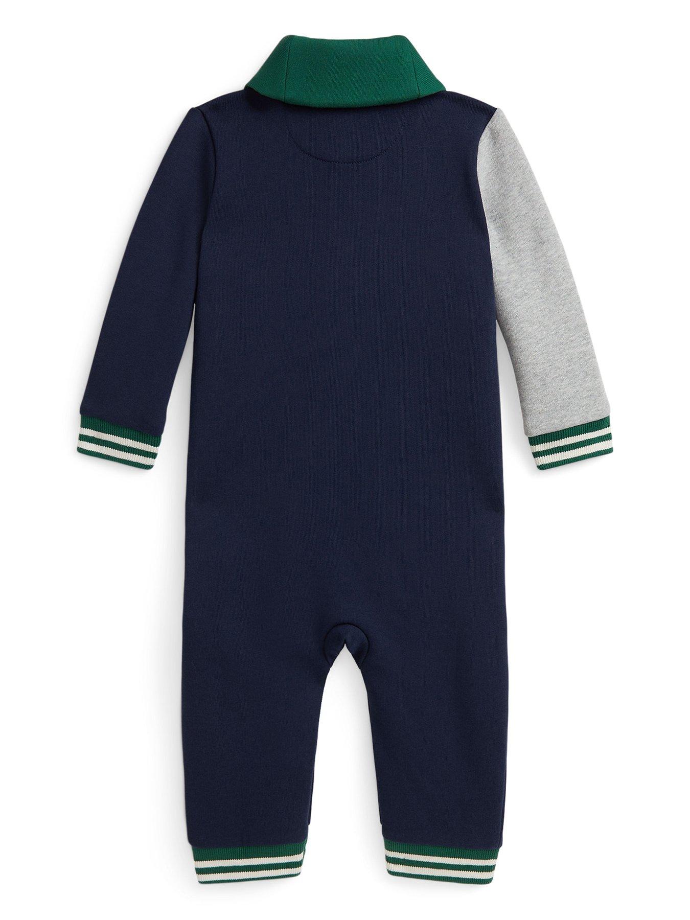 Image 2 of 2 of Polo Ralph Lauren Baby Boys Colour Block Romper - Grey/Navy