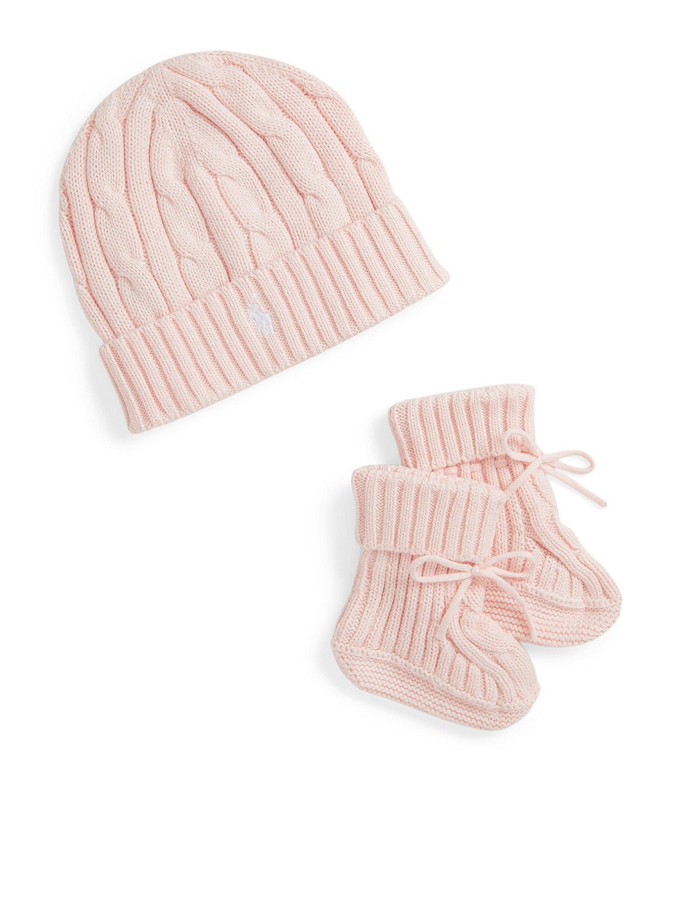 Polo Ralph Lauren Baby Girls Gift Box Hat and Bootie Set - Pink