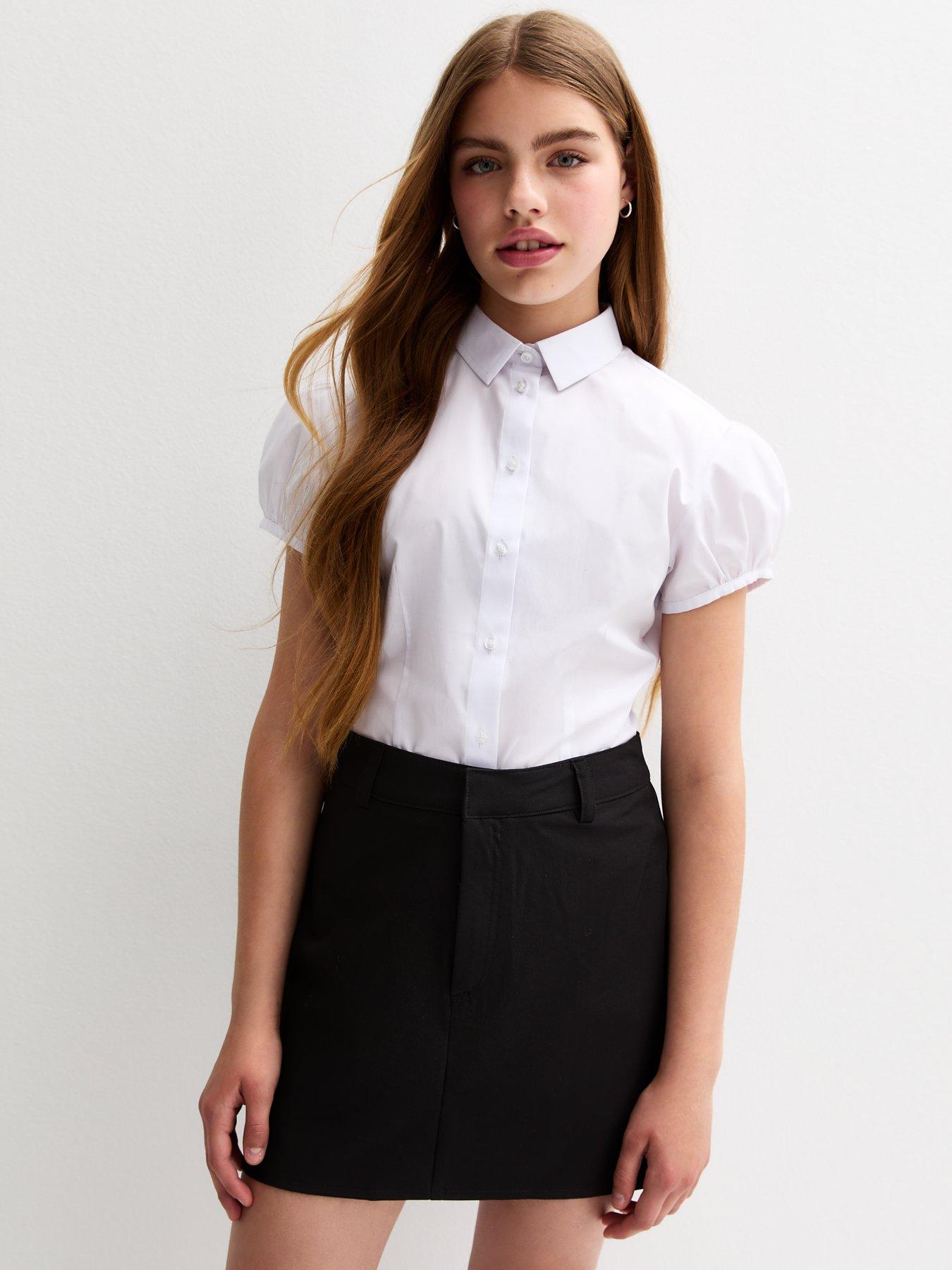 New Look 915 Girls Puff Sleeve School Shirt - White