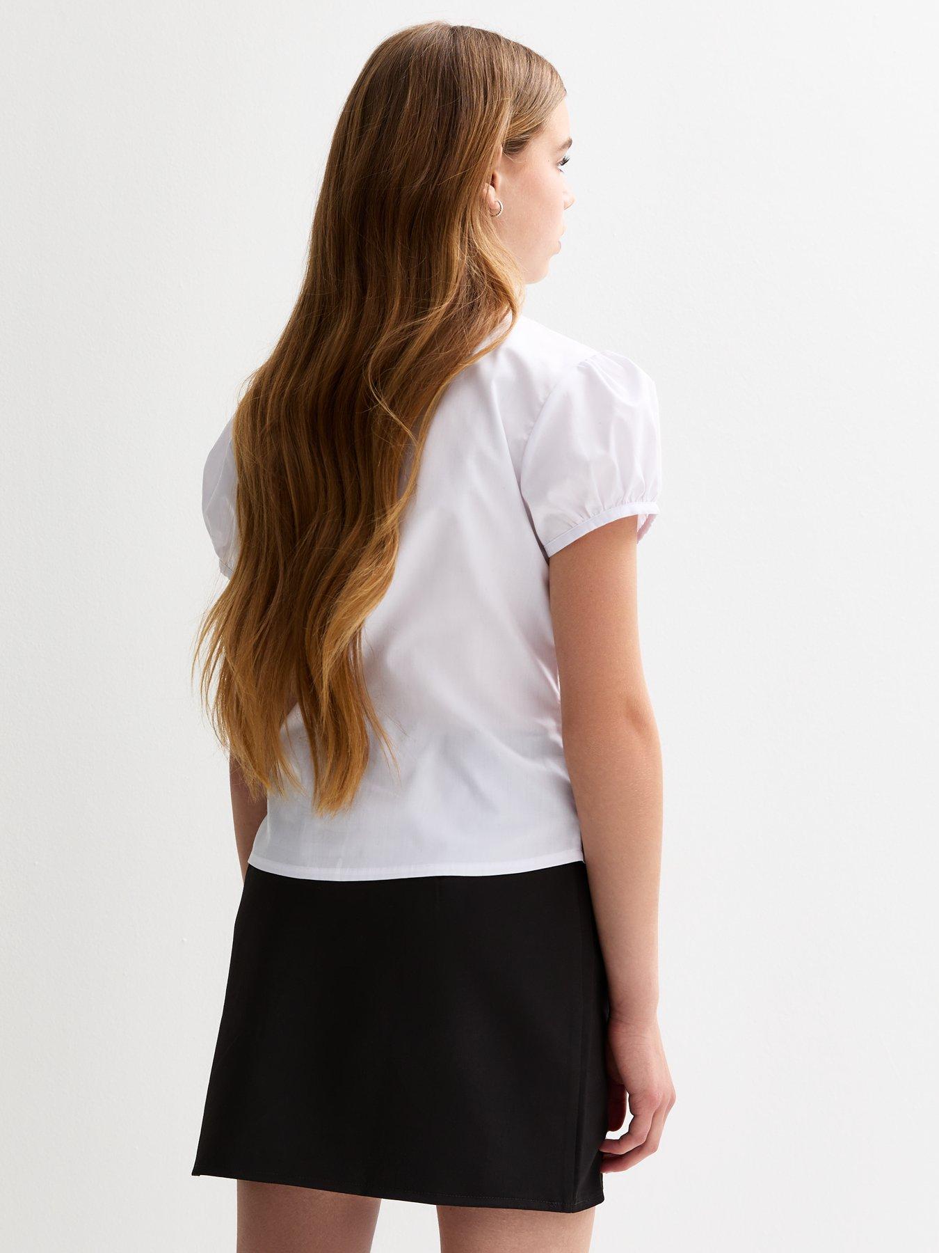 Image 2 of 4 of New Look 915 Girls Puff Sleeve School Shirt - White