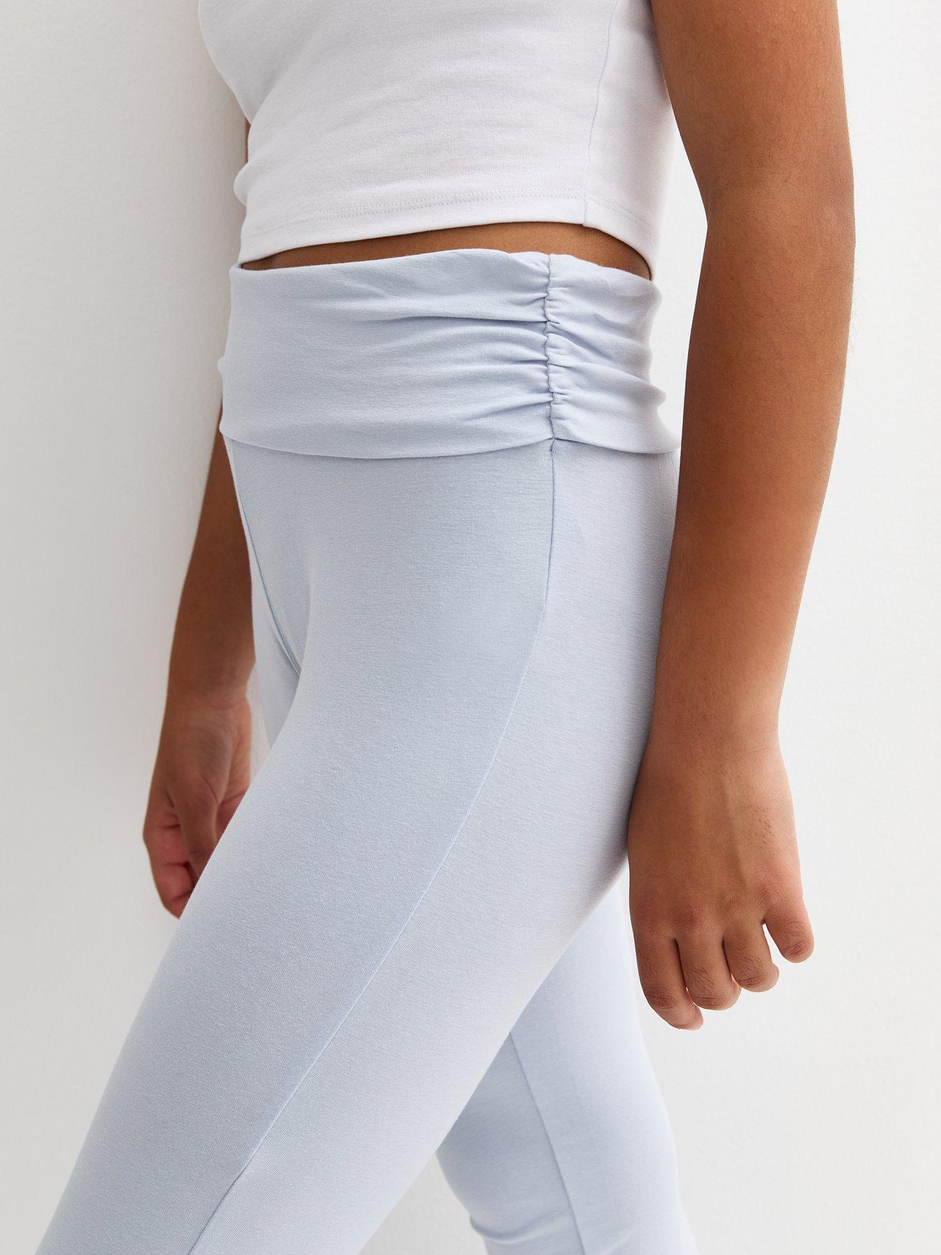  image of new-look-915-girls-folded-waist-flared-jersey-leggings-light-blue