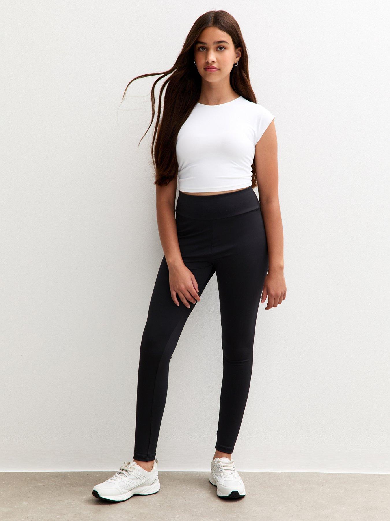 undefined Girls High Waist Sports Leggings - Black
