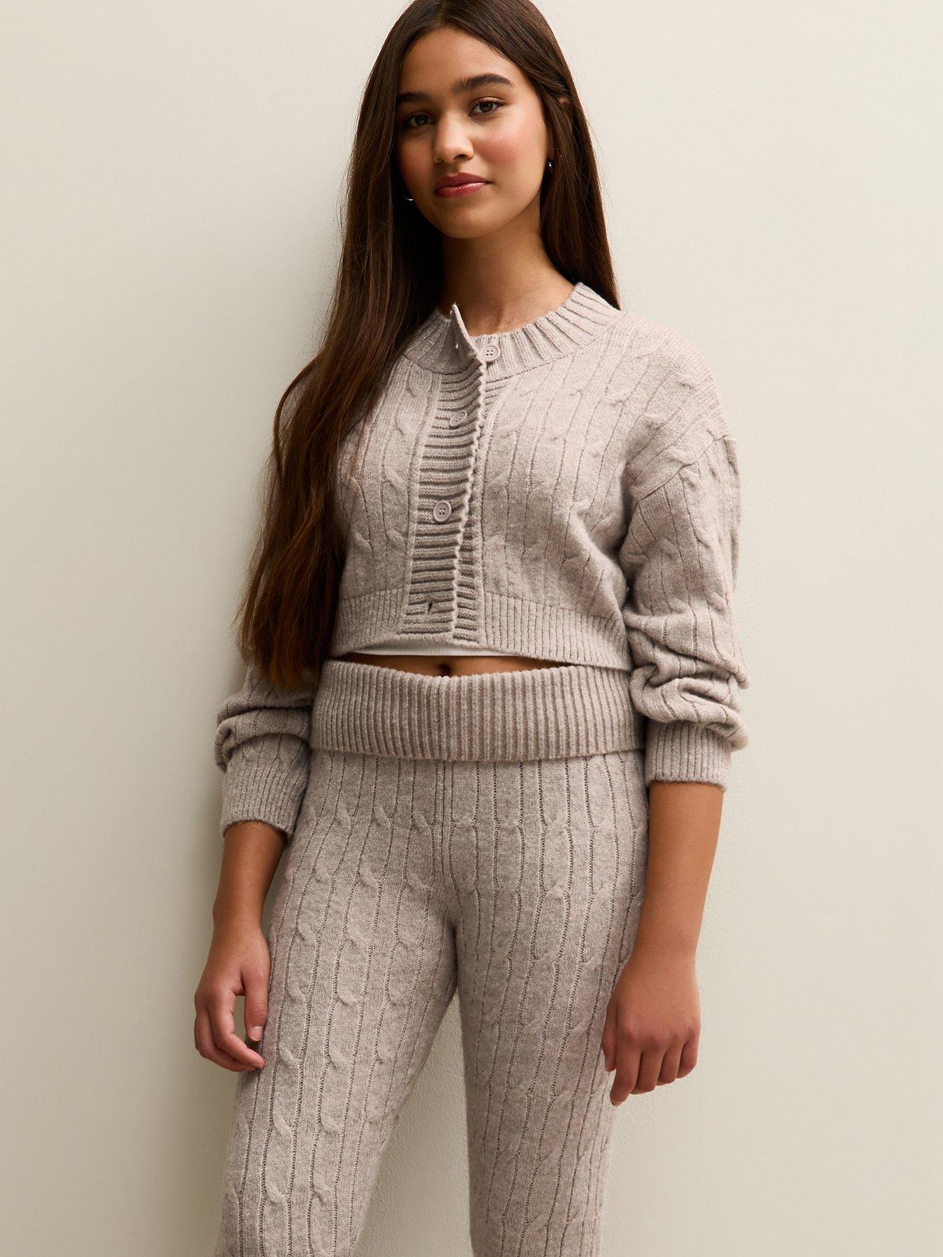 Image 1 of 6 of New Look 915 Girls Stone Cable Knit Cardigan - Off White