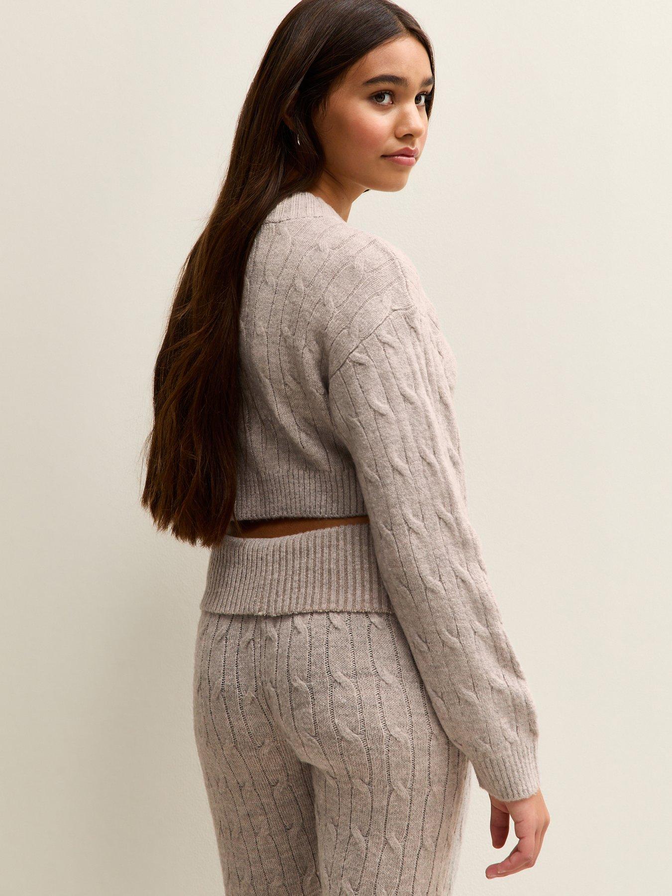 Image 2 of 6 of New Look 915 Girls Stone Cable Knit Cardigan - Off White