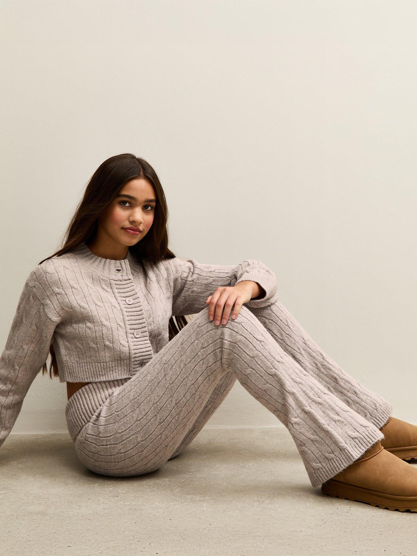 Image 4 of 6 of New Look 915 Girls Stone Cable Knit Cardigan - Off White