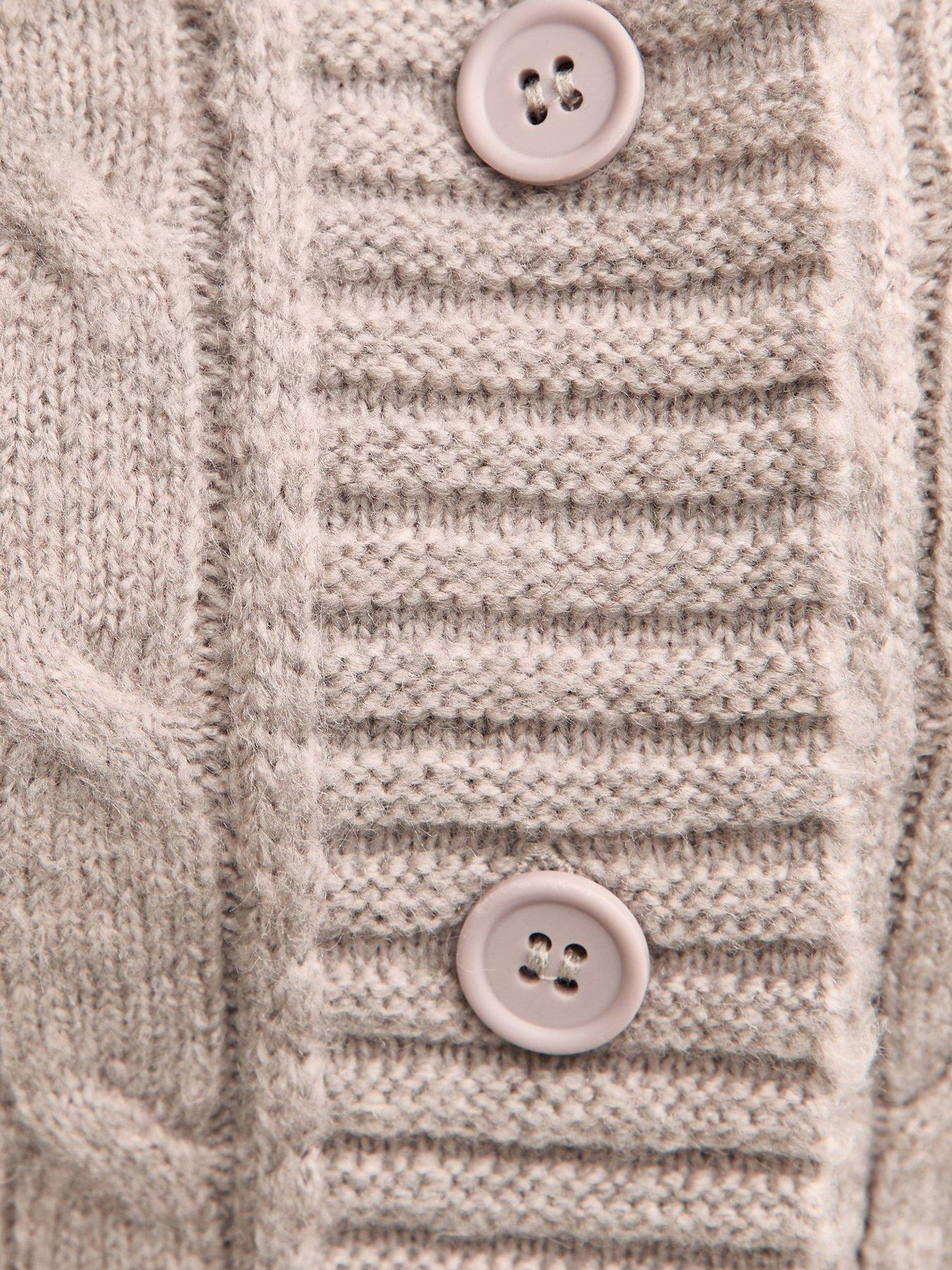 Image 6 of 6 of New Look 915 Girls Stone Cable Knit Cardigan - Off White