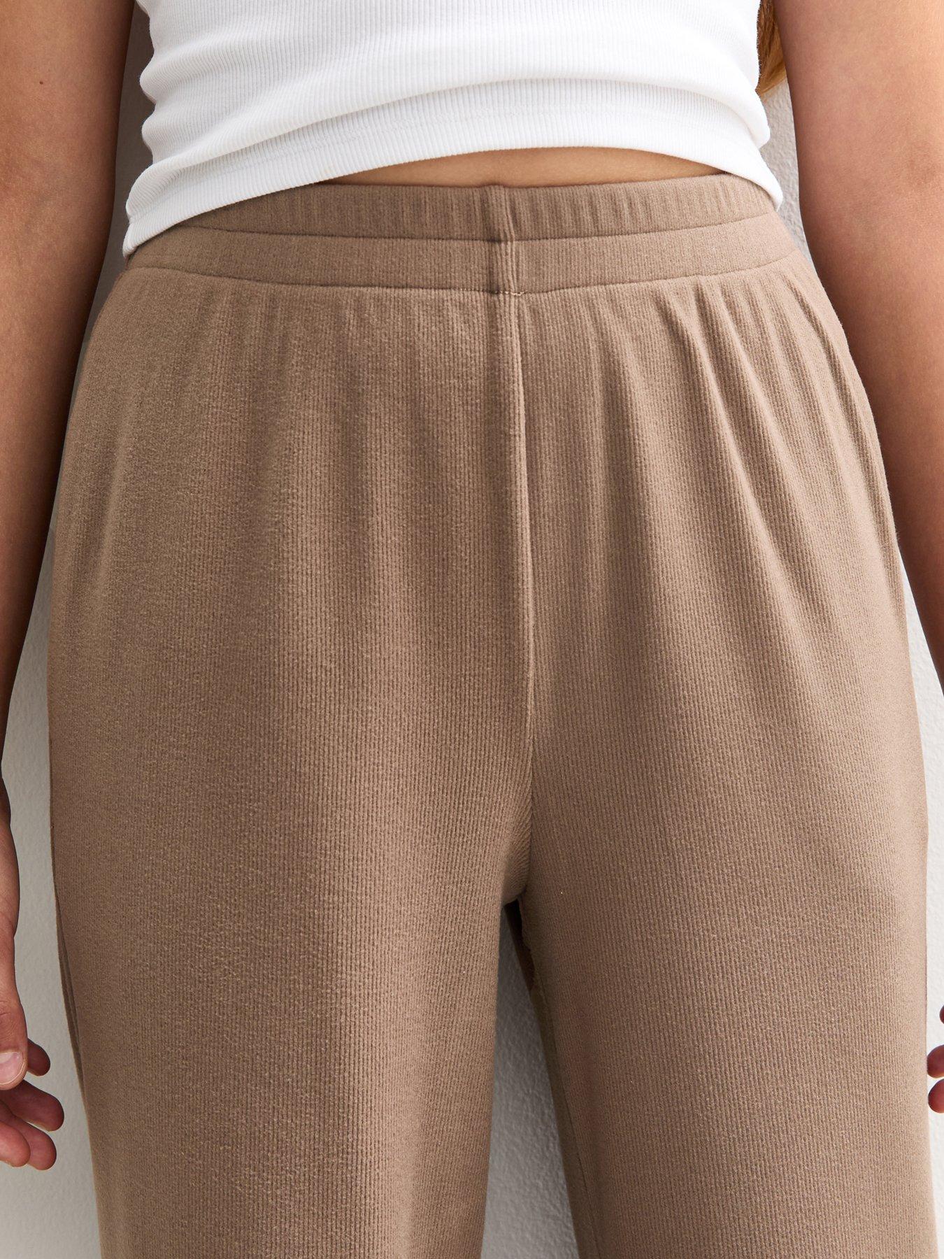 Image 4 of 4 of New Look 915 Girls Stone Soft Touch Wide Leg Joggers - Beige