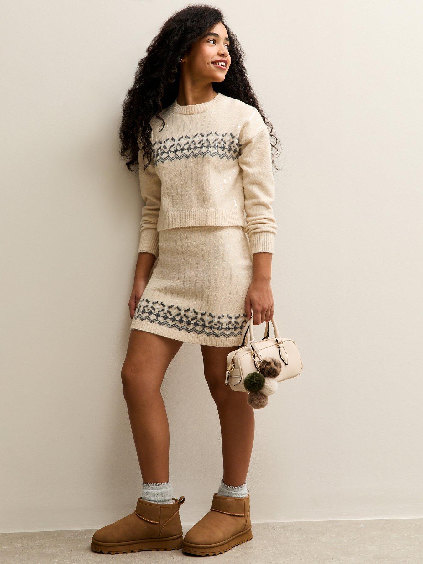 Image 3 of 5 of New Look 915 Girls Knit Fairisle Jumper - Light Cream