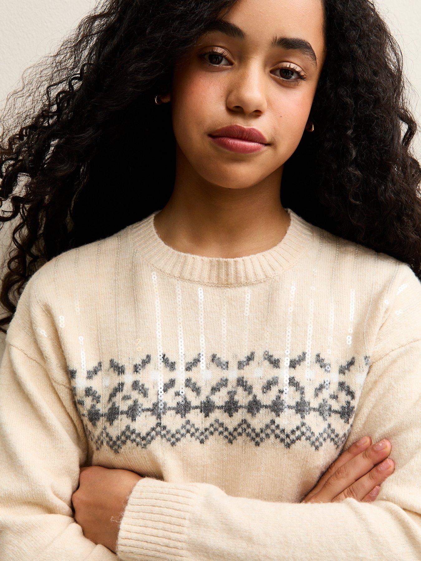 Image 4 of 5 of New Look 915 Girls Knit Fairisle Jumper - Light Cream